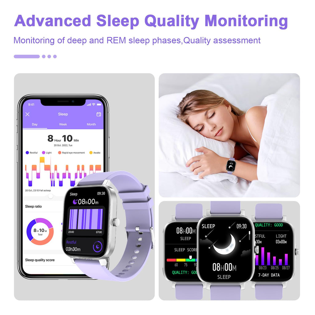 Smart Watch for Men Women Compatible with iPhone Samsung Android Phone 1.83 inch Full Touch Screen IP68 Waterproof Bluetooh Fitness Tracker Heart Rate/Sleep Monitor, Black