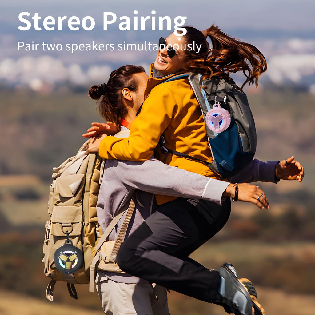 EBODA Bluetooth Shower Speaker, Portable Bluetooth Speakers, IP67 Waterproof Wireless Speaker with LED Light, Floating, 2000mAh, True Wireless Stereo for Kayak, Beach, Gifts for unisex -Black