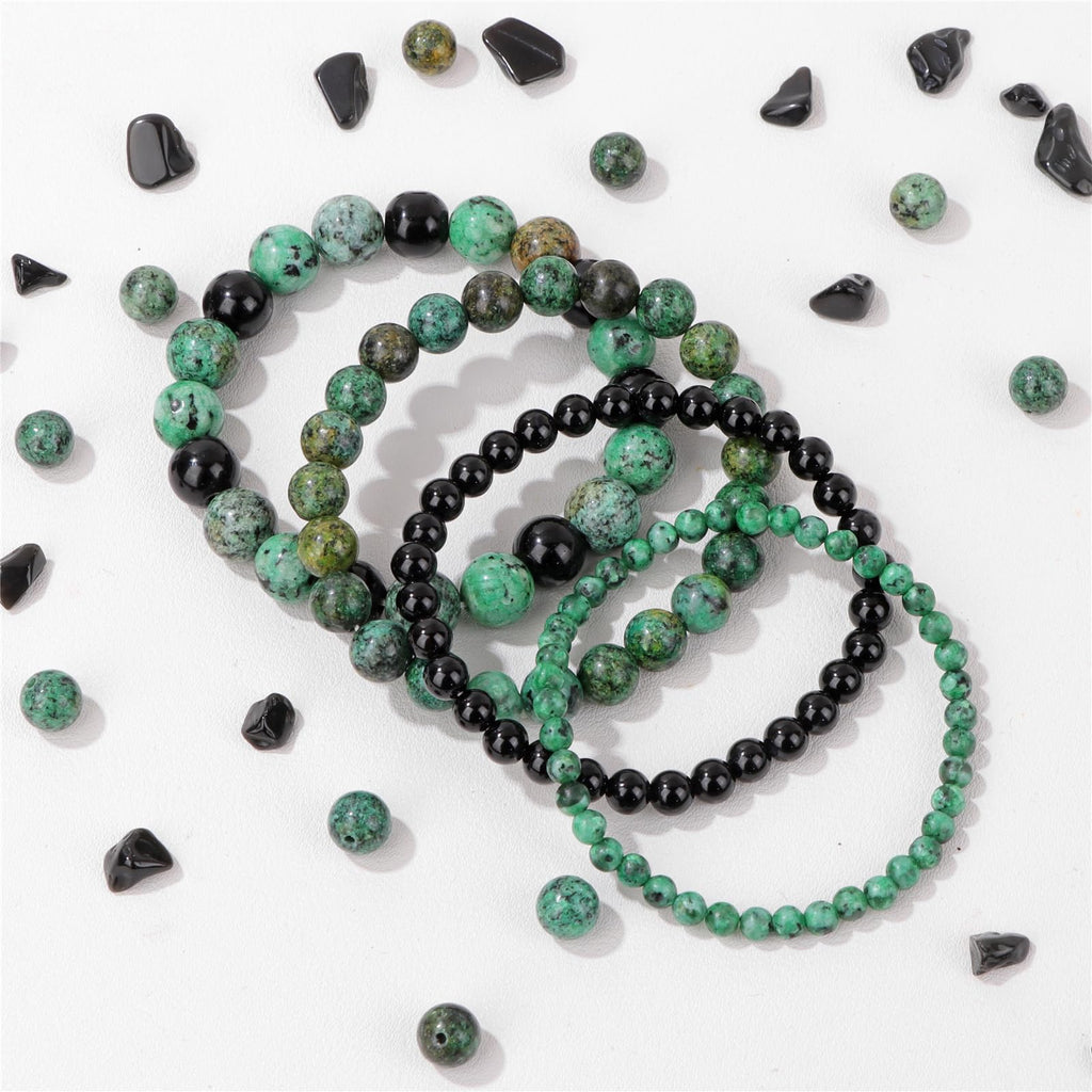 4pcs Beaded Bracelets for Women,Natural Healing Crystal Gemstones Bracelet,Anxiety Stress Relief Bracelet Handmade purple Jewelry Gifts for Women