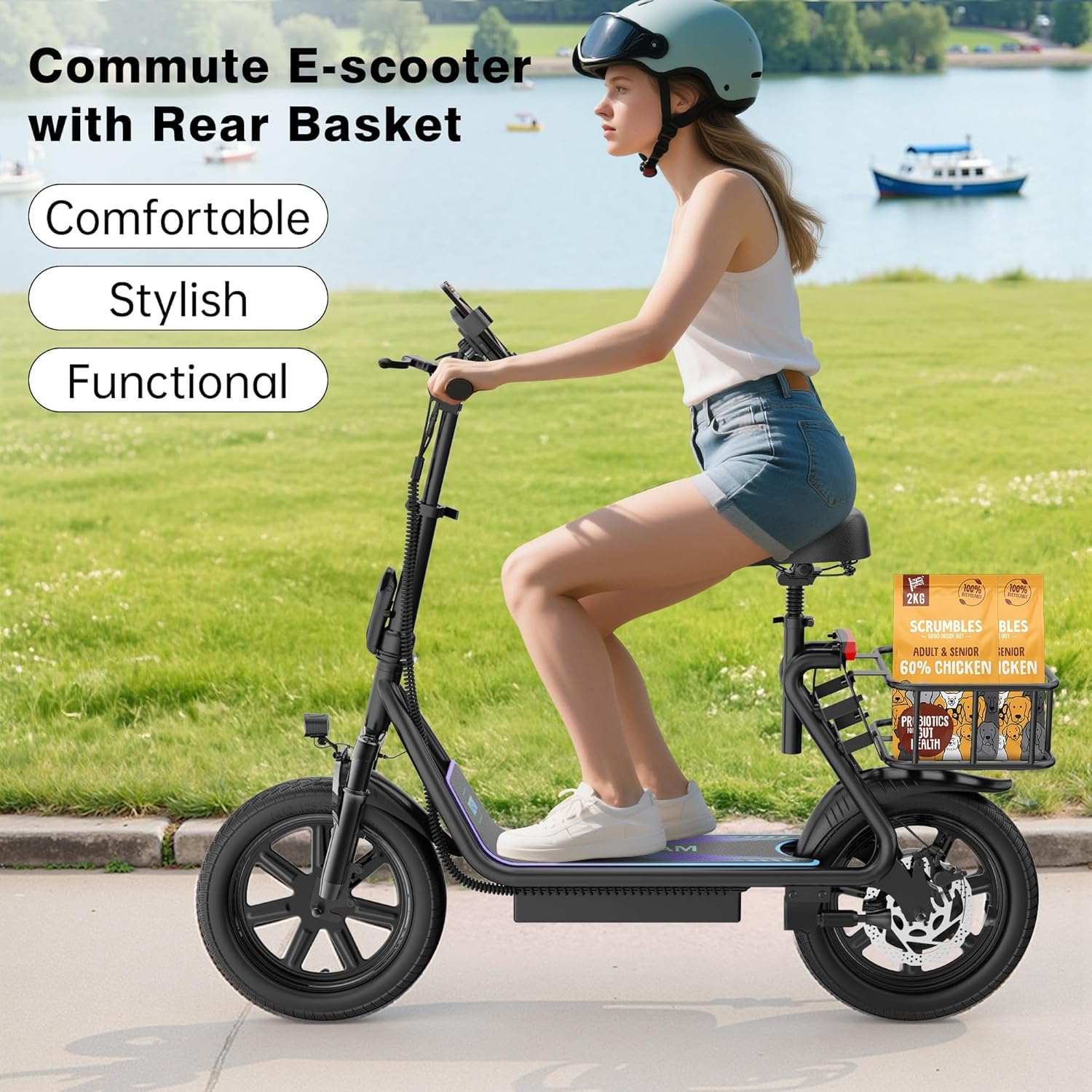 VOLPAM Electric Scooter, 350W/500W Powerful Motor, 8.5"/10" Solid Tires, 19/22Mph, 28/23/21/16 Miles Max Range, Dual Braking