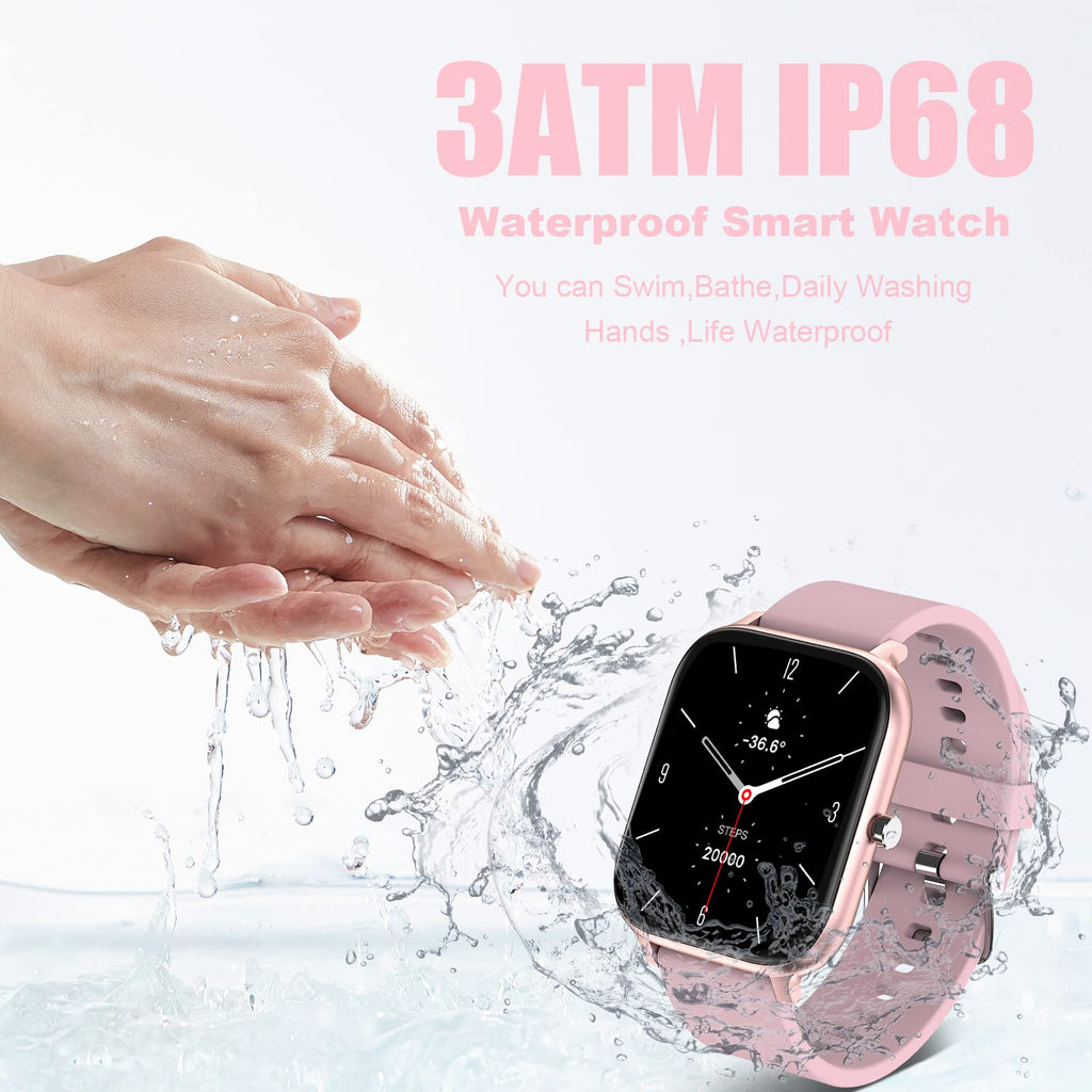 Smart Watch for Men Women Compatible with iPhone Samsung Android Phone 1.83 inch Full Touch Screen IP68 Waterproof Bluetooh Fitness Tracker Heart Rate/Sleep Monitor, Black