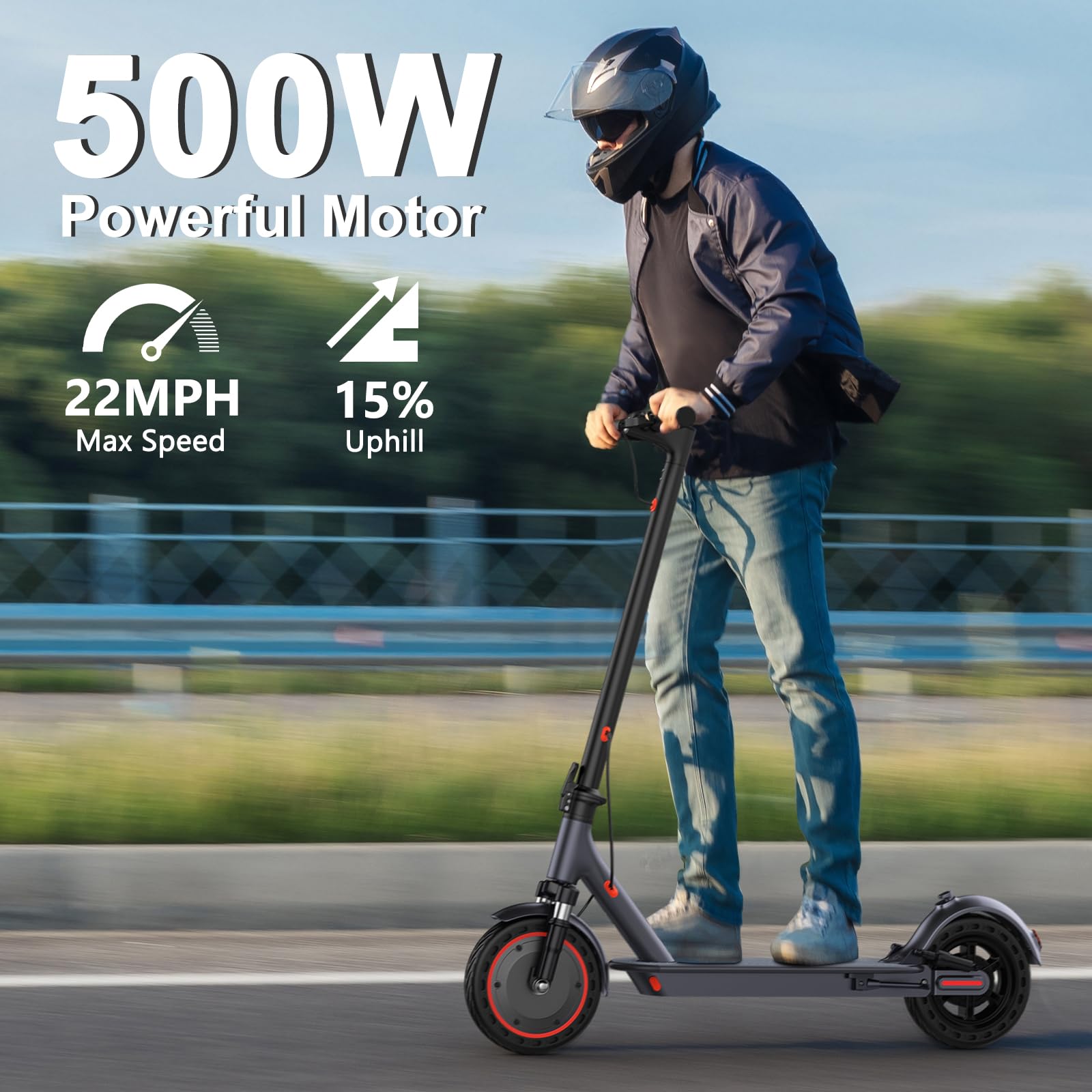 VOLPAM Electric Scooter, 350W/500W Powerful Motor, 8.5"/10" Solid Tires, 19/22Mph, 28/23/21/16 Miles Max Range, Dual Braking