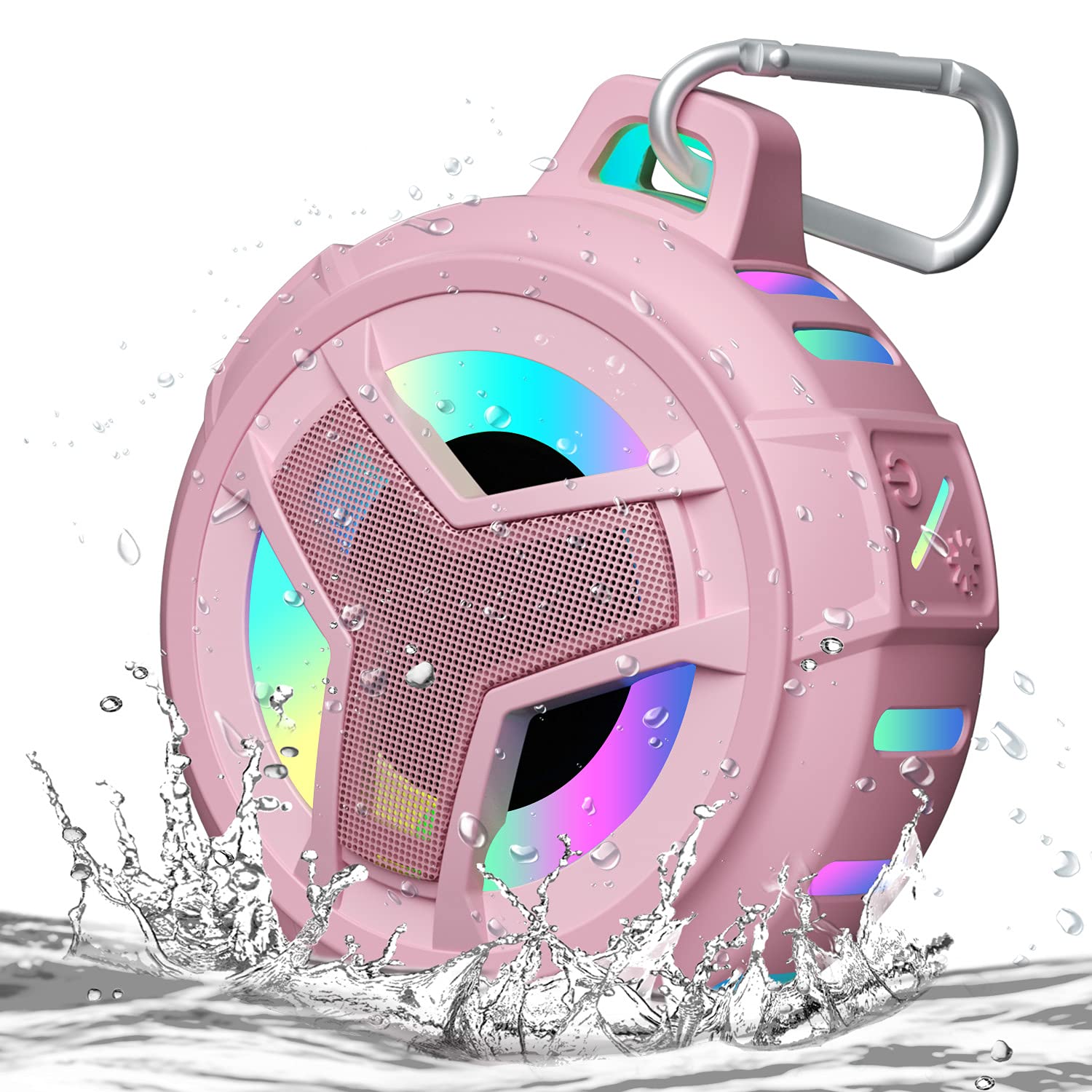 EBODA Bluetooth Shower Speaker, Portable Bluetooth Speakers, IP67 Waterproof Wireless Speaker with LED Light, Floating, 2000mAh, True Wireless Stereo for Kayak, Beach, Gifts for unisex -Black