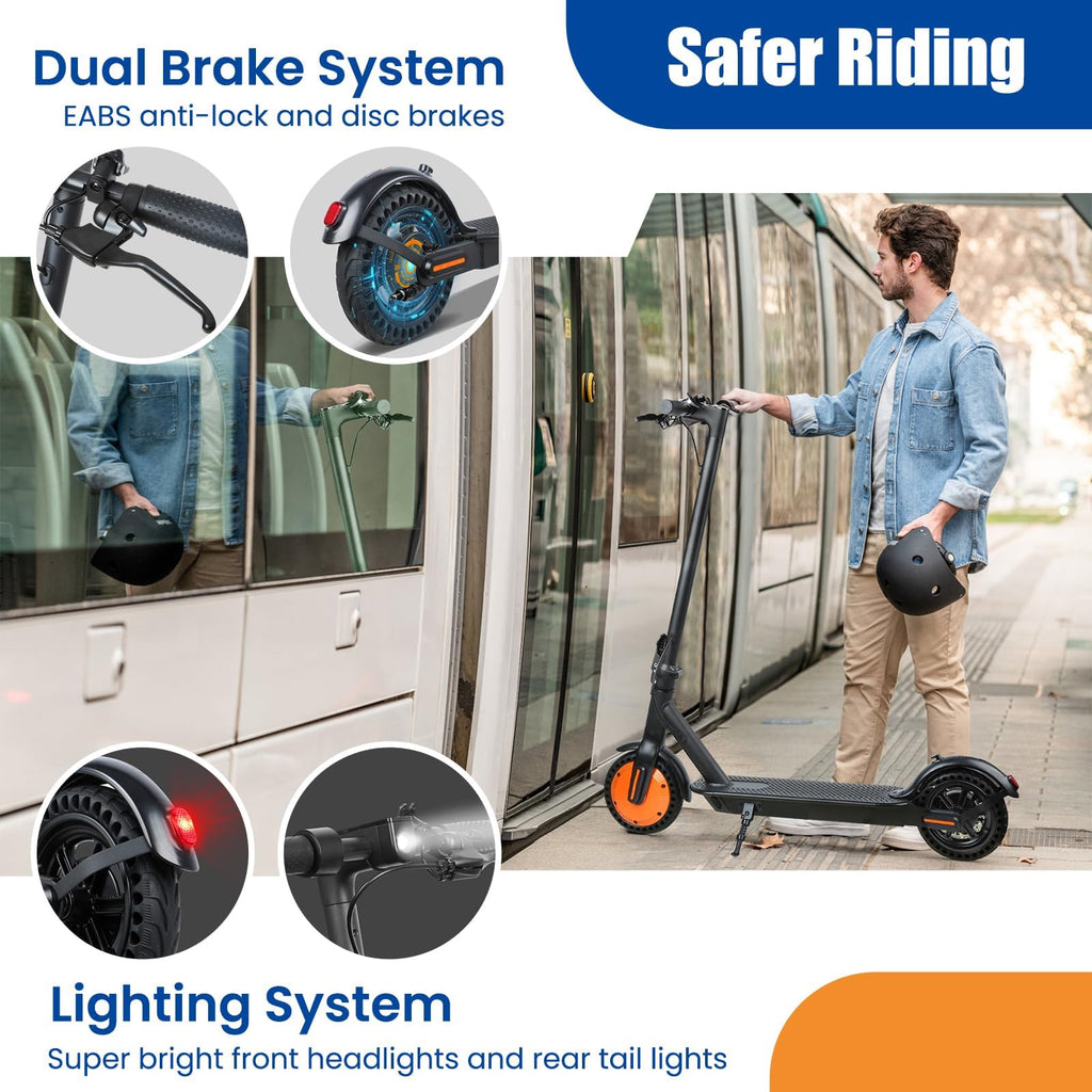Electric Scooter for Adults, 8.5" Solid Tires, 350/500W Motor, 16/19MPH Max Speed & 12/21 Miles Range, Portable Foldable E-Scooter with Smart APP, Cruise Control, Dual-Brake System（Two Models）