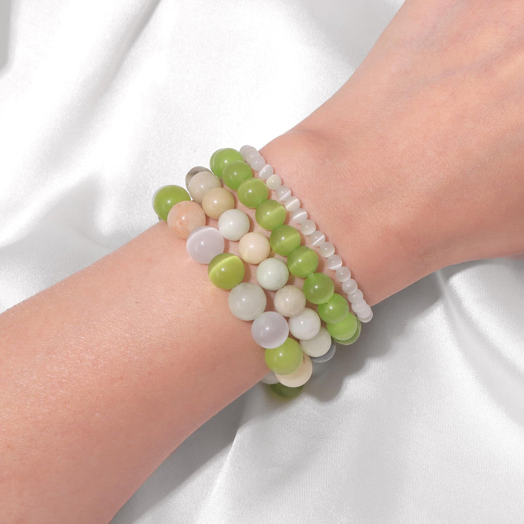 4pcs Beaded Bracelets for Women,Natural Healing Crystal Gemstones Bracelet,Anxiety Stress Relief Bracelet Handmade purple Jewelry Gifts for Women