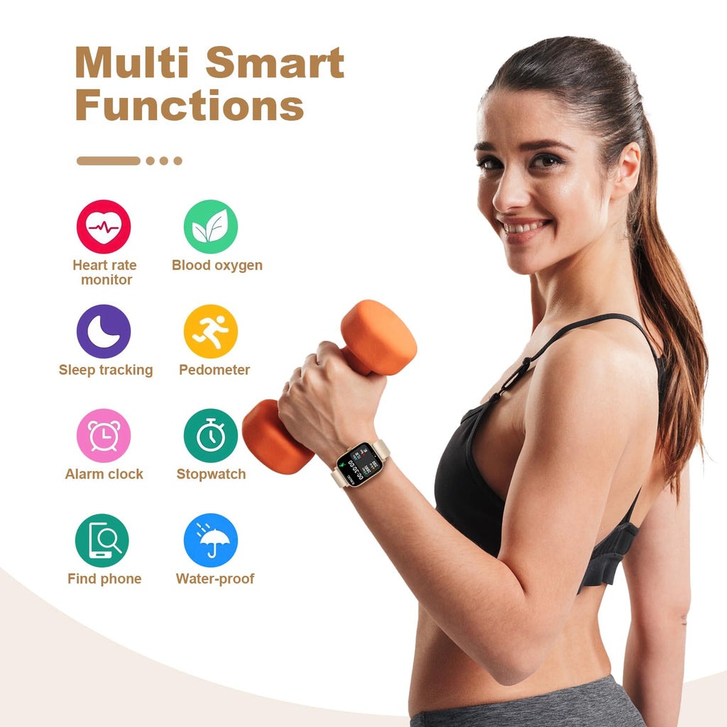 Smart Watch for Men Women Compatible with iPhone Samsung Android Phone 1.83 inch Full Touch Screen IP68 Waterproof Bluetooh Fitness Tracker Heart Rate/Sleep Monitor, Black