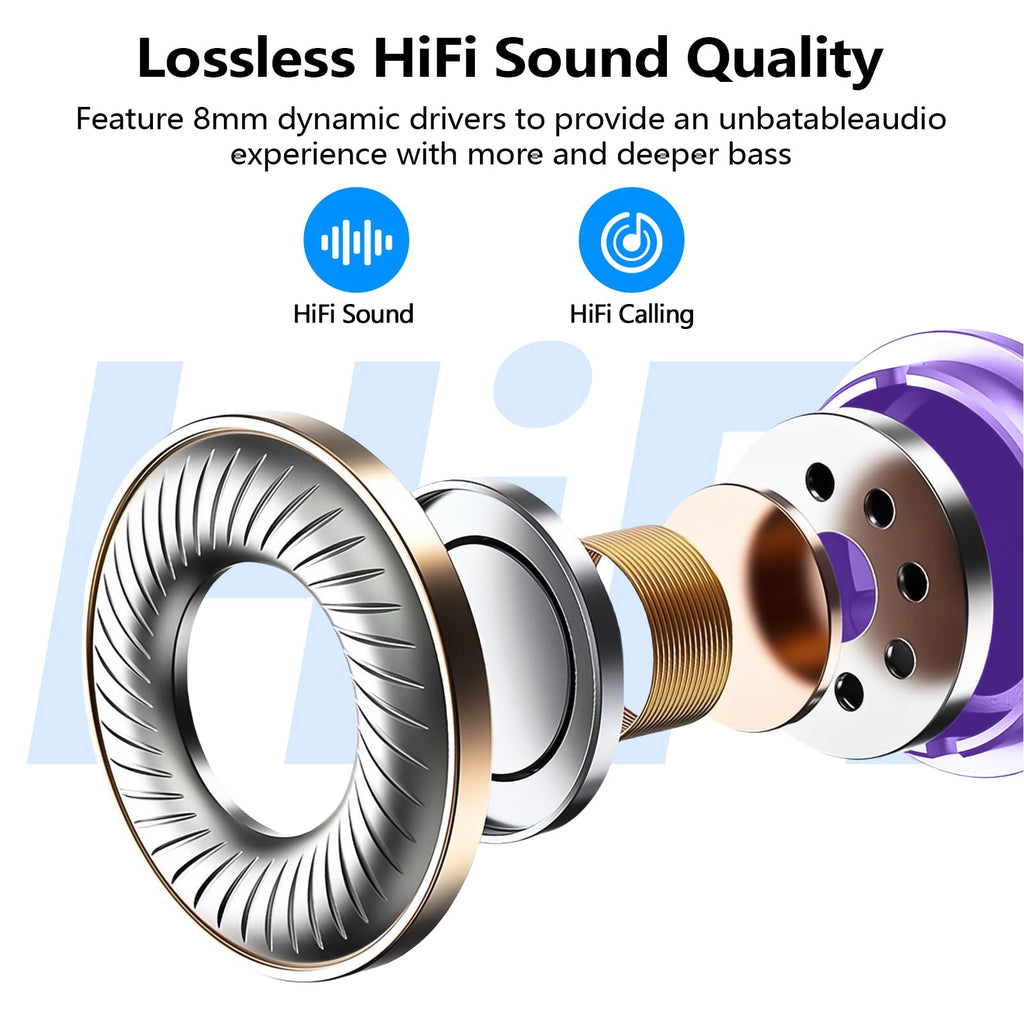 kurdene Wireless Earbuds Bluetooth 5.3 in Ear Buds Light Weight Headphones,Deep Bass Sound,Built in Mics Headset,Clear Calls Earphones for Sports Workout