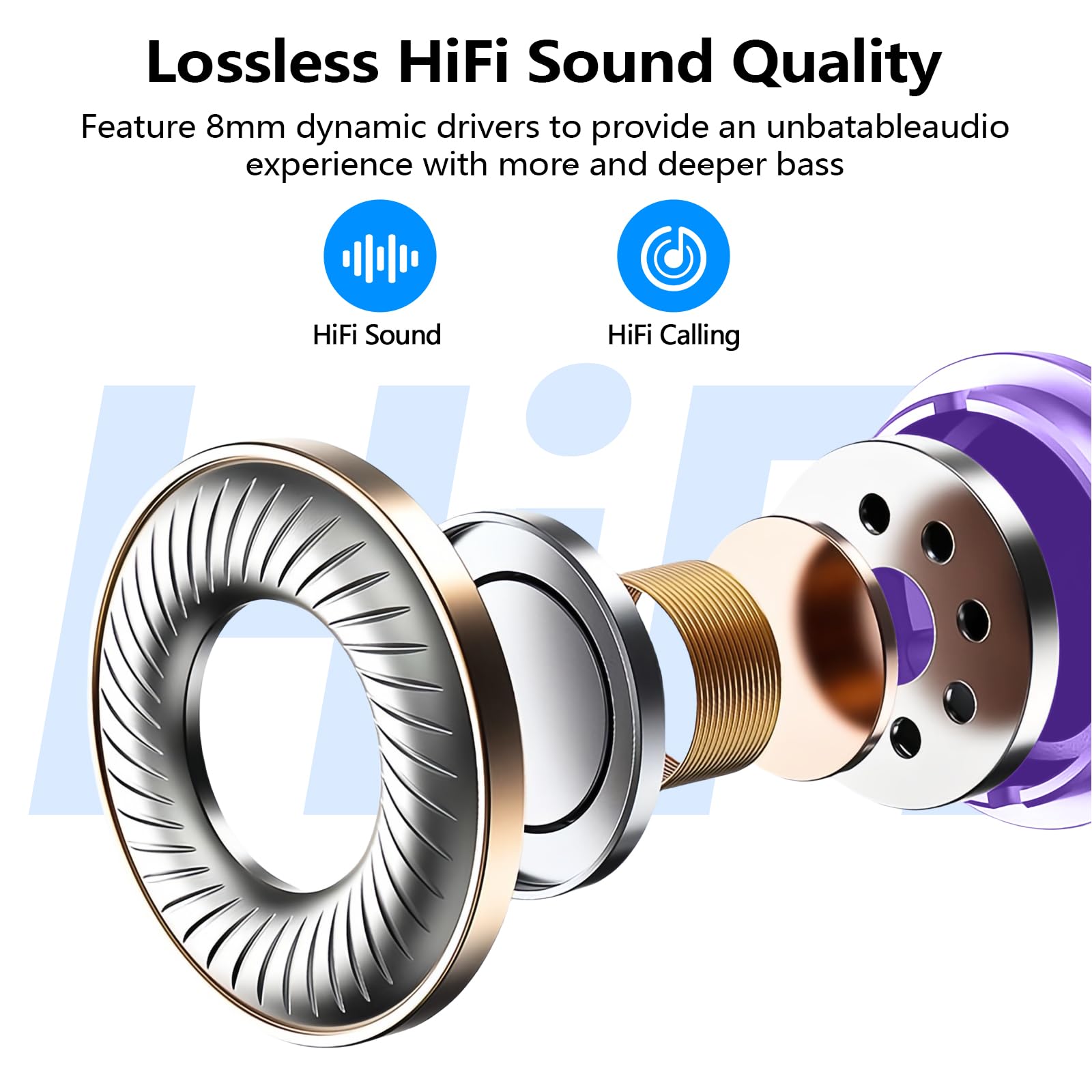 kurdene Wireless Earbuds Bluetooth 5.3 in Ear Buds Light Weight Headphones,Deep Bass Sound,Built in Mics Headset,Clear Calls Earphones for Sports Workout