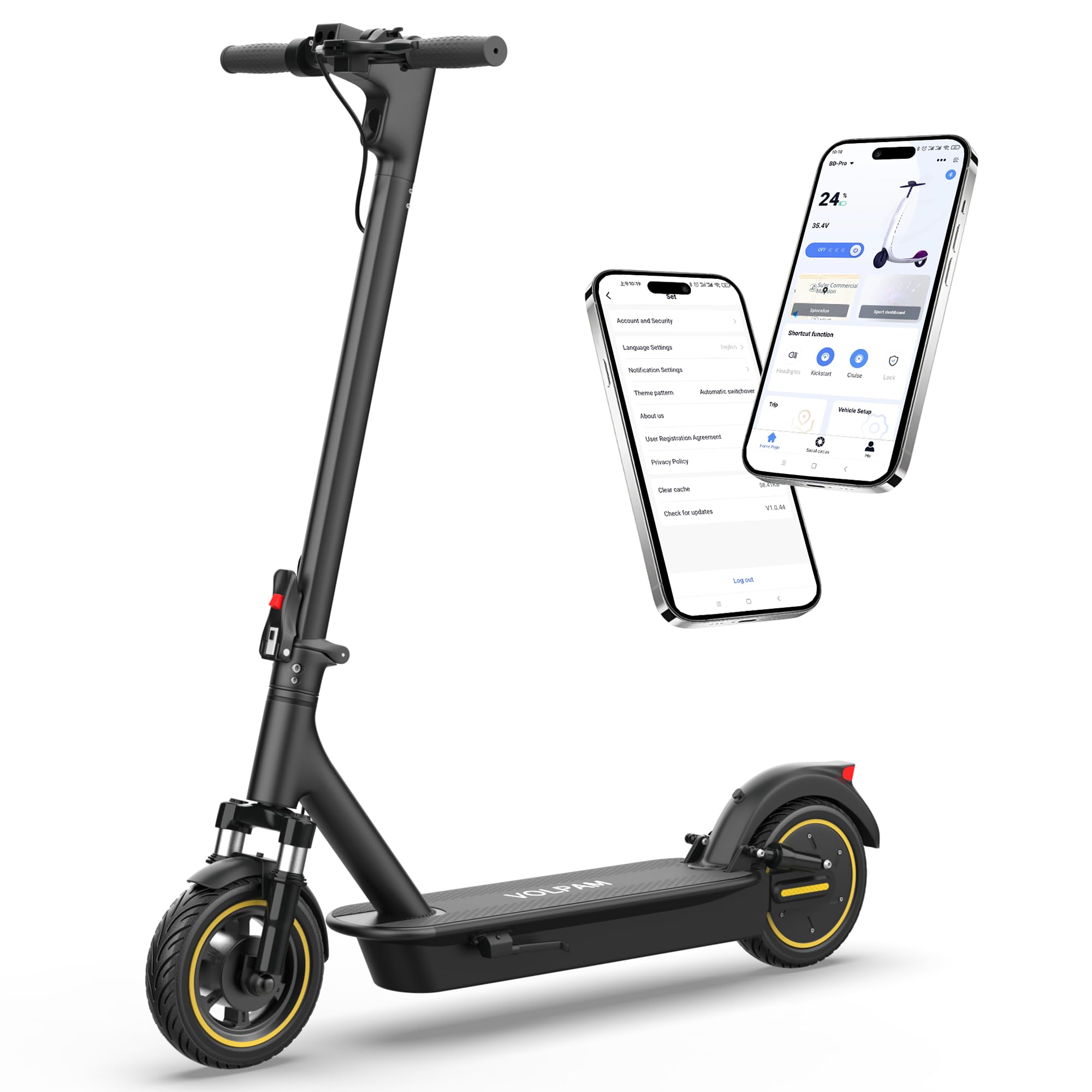 VOLPAM Electric Scooter, 350W/500W Powerful Motor, 8.5"/10" Solid Tires, 19/22Mph, 28/23/21/16 Miles Max Range, Dual Braking