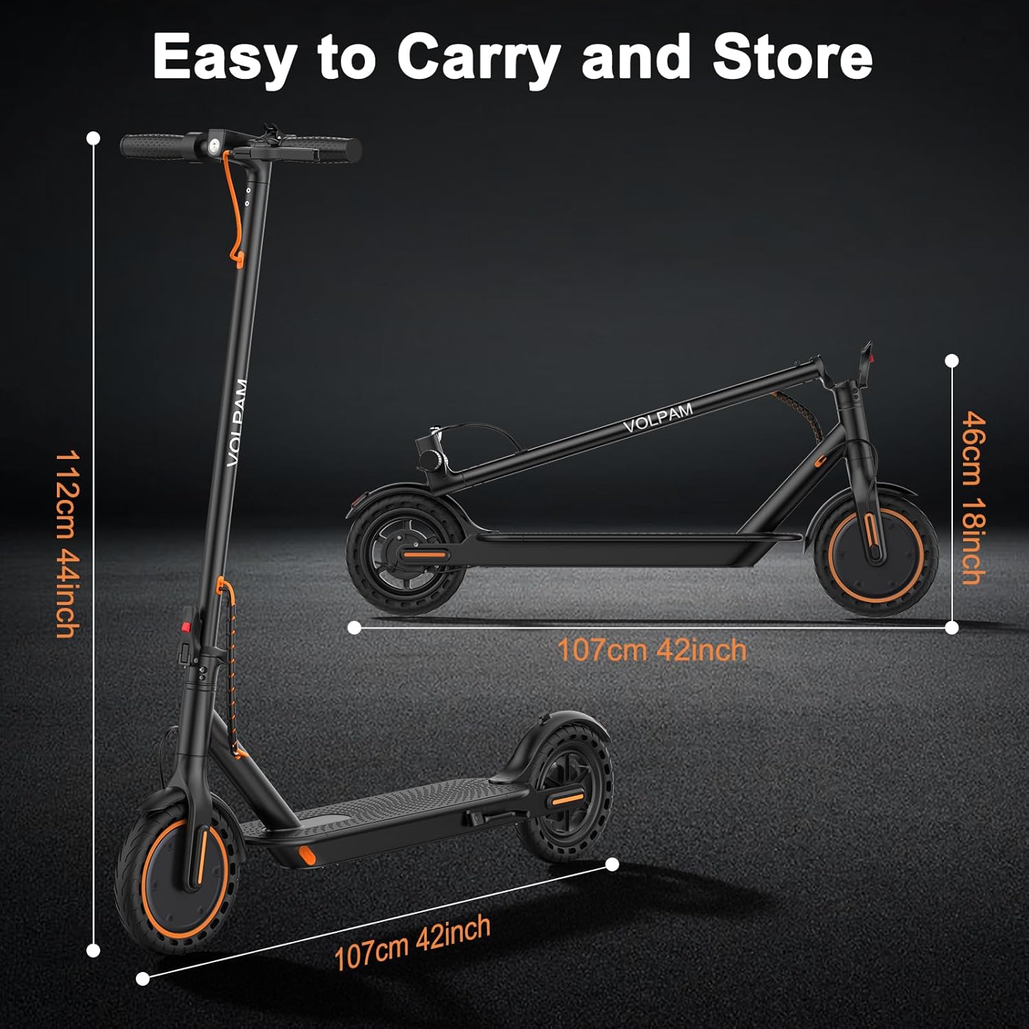 VOLPAM Electric Scooter, 350W/500W Powerful Motor, 8.5"/10" Solid Tires, 19/22Mph, 28/23/21/16 Miles Max Range, Dual Braking