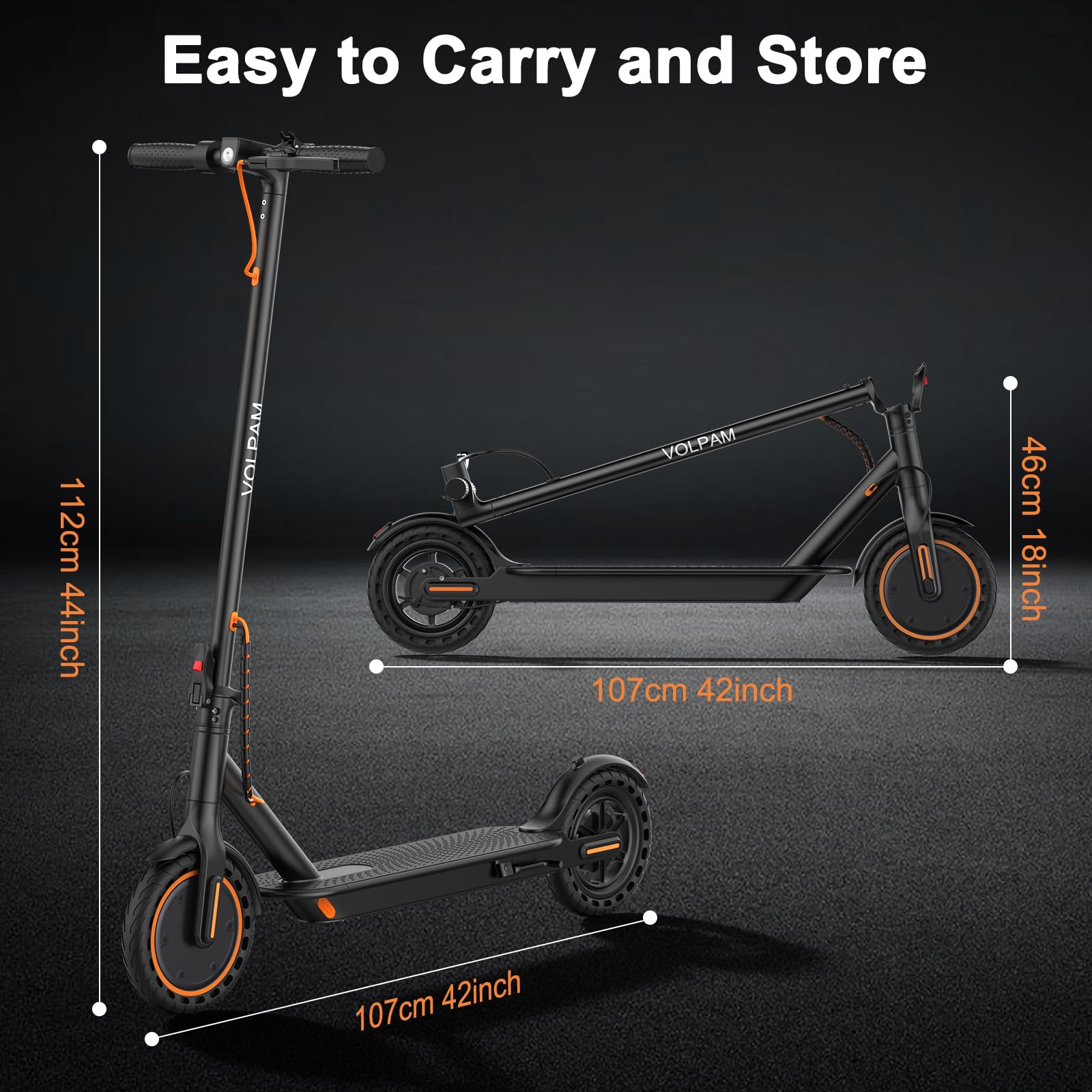VOLPAM Electric Scooter, 350W/500W Powerful Motor, 8.5"/10" Solid Tires, 19/22Mph, 28/23/21/16 Miles Max Range, Dual Braking