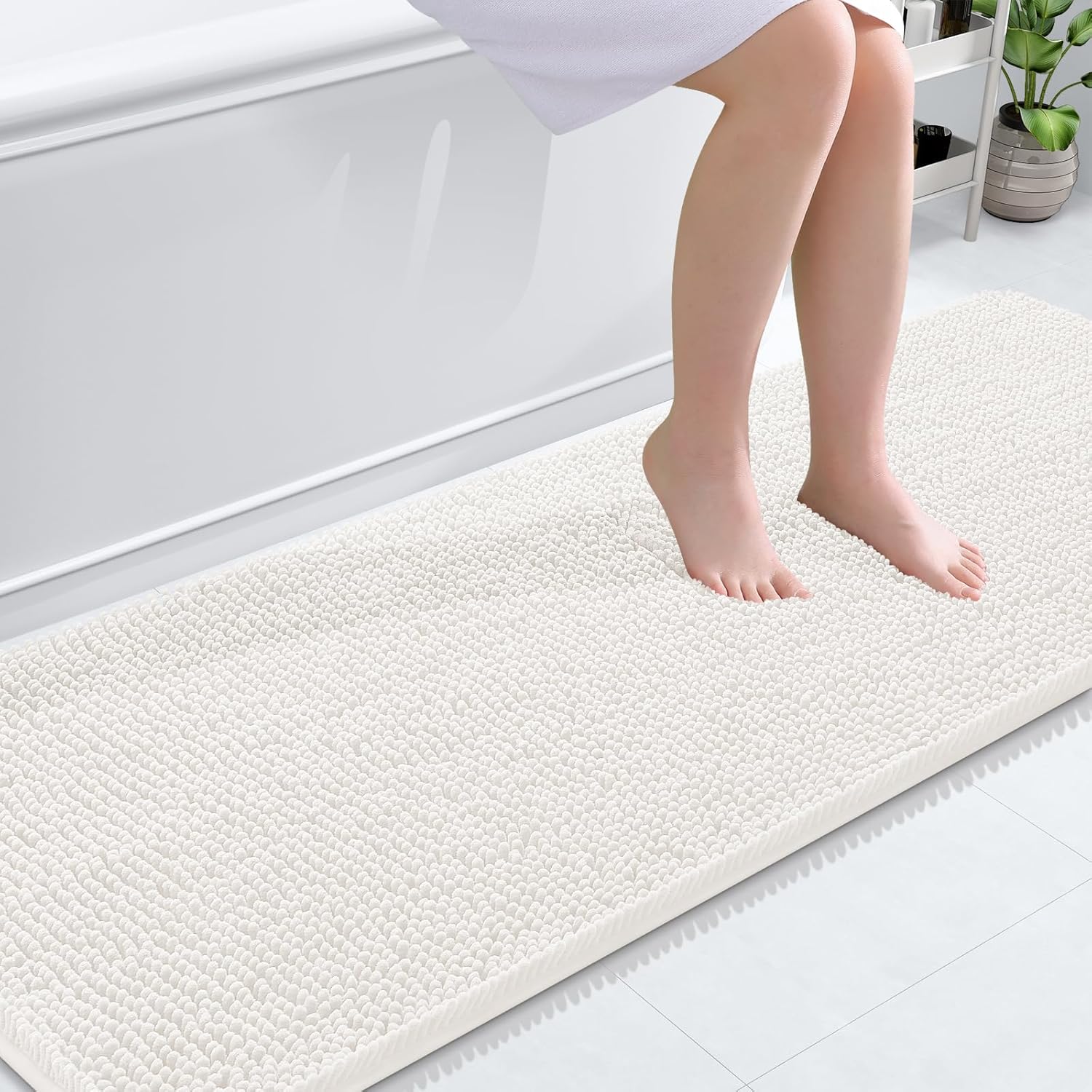 OLANLY Bathroom Rugs 30x20, Extra Soft Absorbent Chenille Bath Rugs, Rubber Backing Quick Dry, Machine Washable Bath Mats for Bathroom Floor, Tub and Shower, Home Decor Accessories, Grey