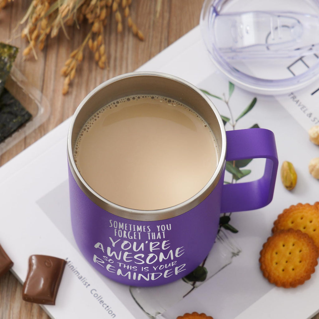 NOWWISH Inspirational Coffee Mug for Men, 14oz Vacuum Insulated Stainless Steel Cup, You Are Awesome Gift for Husband, Boyfriend, Dad - Navy Blue