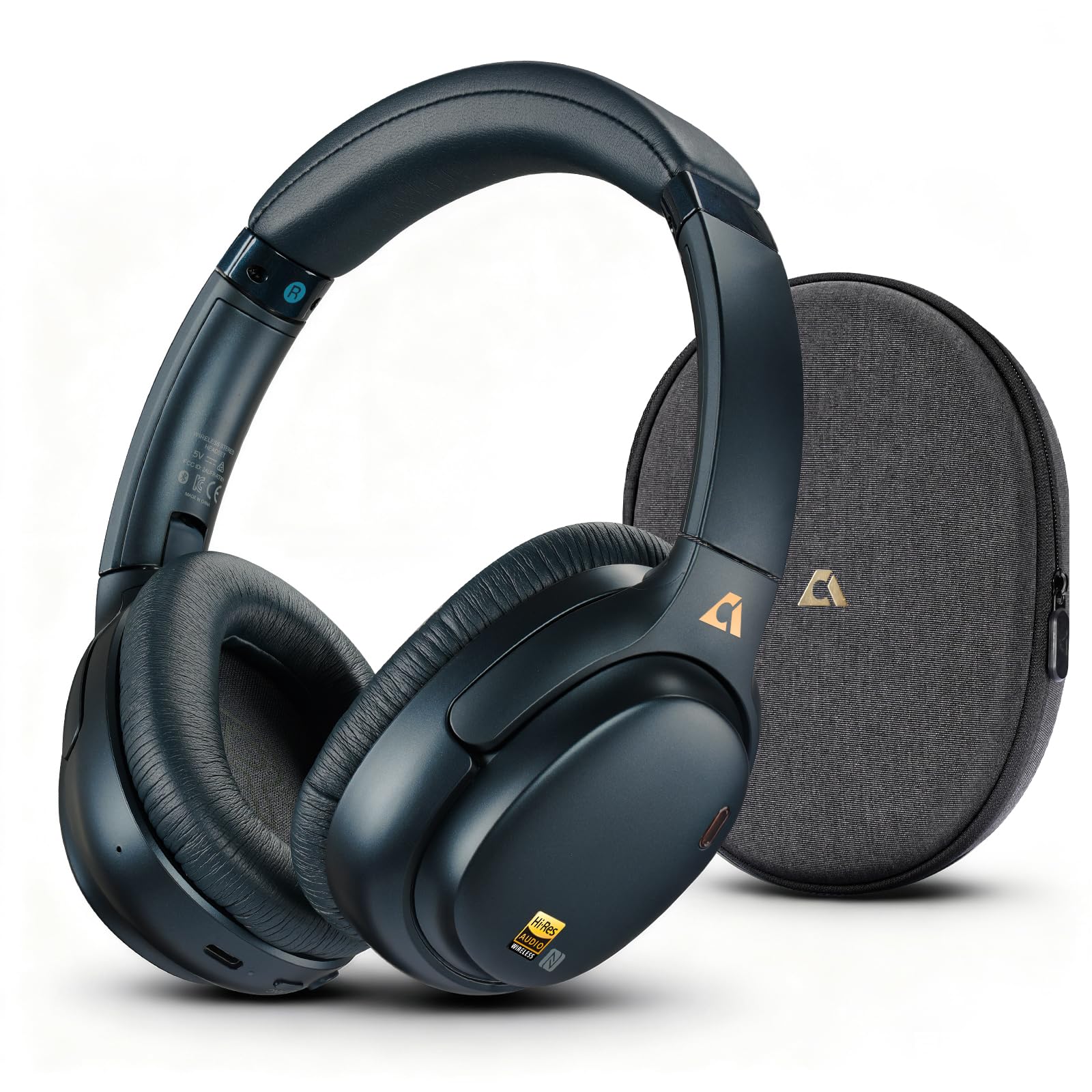 1Mii E700 Wireless Bluetooth Over Ear Headphones with Active Noise Canceling, Hi-Res Audio LDAC/aptX Low Latency for Airplane Travel Overhead Comfort, 54H Playtime, Custom EQ via App - Blue