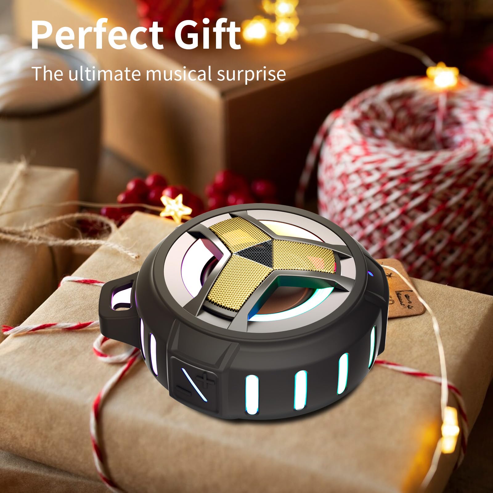 EBODA Bluetooth Shower Speaker, Portable Bluetooth Speakers, IP67 Waterproof Wireless Speaker with LED Light, Floating, 2000mAh, True Wireless Stereo for Kayak, Beach, Gifts for unisex -Black