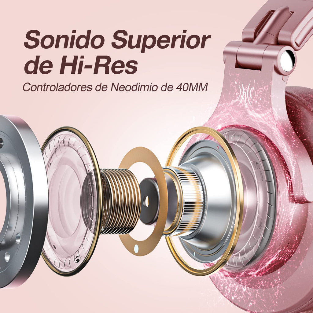 OneOdio A70 Bluetooth Over Ear Headphones, Wireless Headphones with 72H Playtime, Hi-Res, Built-in Mic, 3.5mm/6.35mm Wired Audio Jack for Studio Monitor & Mixing DJ Guitar AMP, Computer Laptop PC