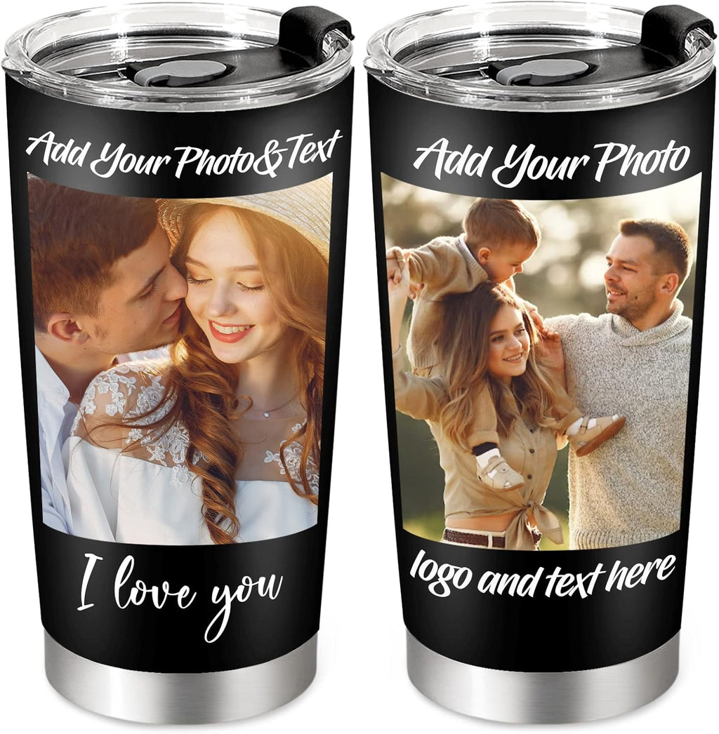Personalized Stainless Steel Photo Coffee Tumbler Mug - 20oz Custom Gift for Christmas, Anniversary, Birthday