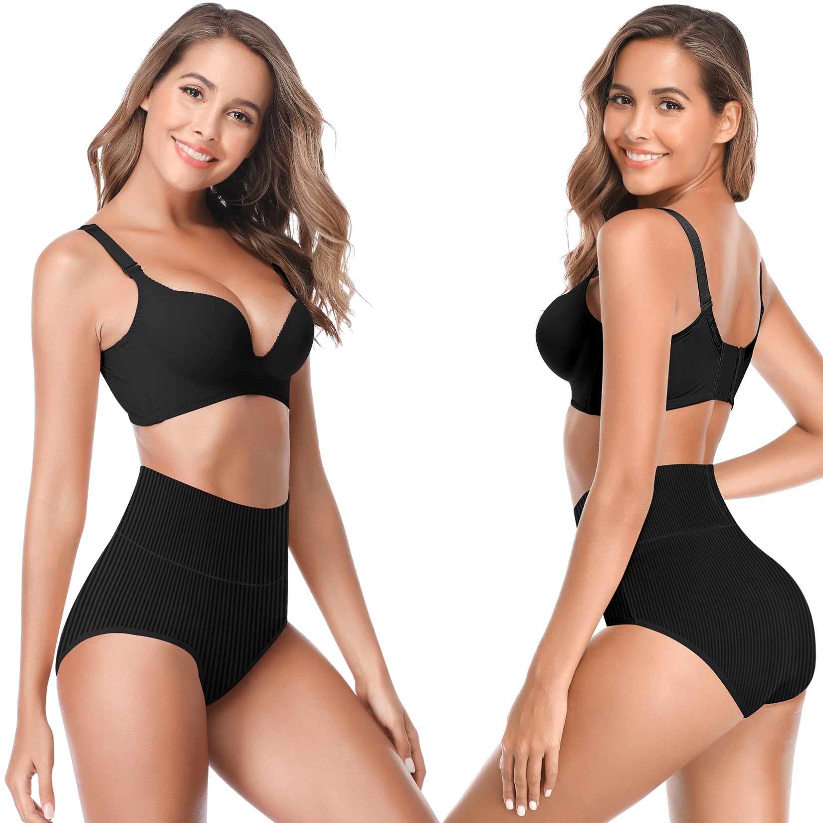 Women's High Waist Cotton Underwear Super Stretchy Briefs Full Coverage Panties Soft Women Panties 5-Pack