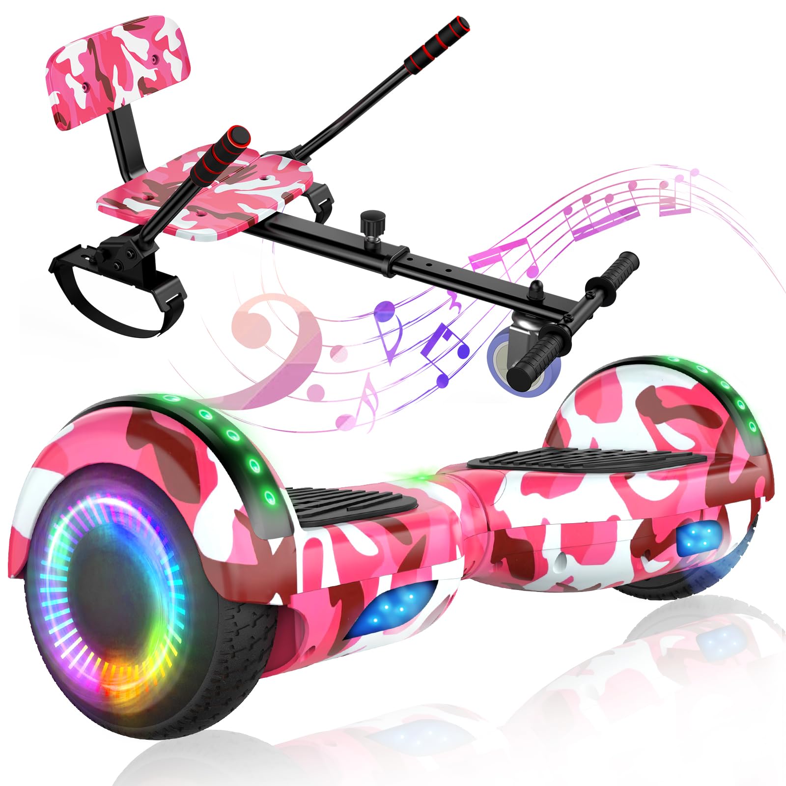 LIEAGLE Hoverboard, 6.5" Self Balancing Scooter Hover Board with Bluetooth Wheels LED Lights for Kids Adults