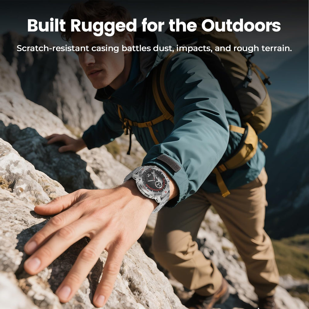 WalkerFit Smart Watch for Men, 1.43" Round AMOLED, 5ATM Waterproof, Heart Rate & Sleep Monitor,Long Battery,Outdoor Fitness Activity Tracker,Voice Control&Bluetooth Call,Compatible with iPhone Android