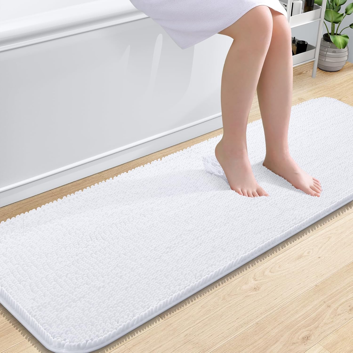 OLANLY Bathroom Rugs 30x20, Extra Soft Absorbent Chenille Bath Rugs, Rubber Backing Quick Dry, Machine Washable Bath Mats for Bathroom Floor, Tub and Shower, Home Decor Accessories, Grey