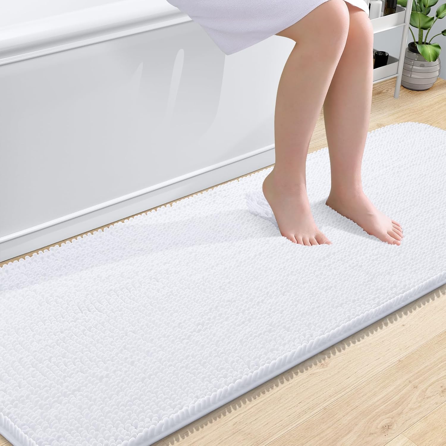 OLANLY Bathroom Rugs 30x20, Extra Soft Absorbent Chenille Bath Rugs, Rubber Backing Quick Dry, Machine Washable Bath Mats for Bathroom Floor, Tub and Shower, Home Decor Accessories, Grey