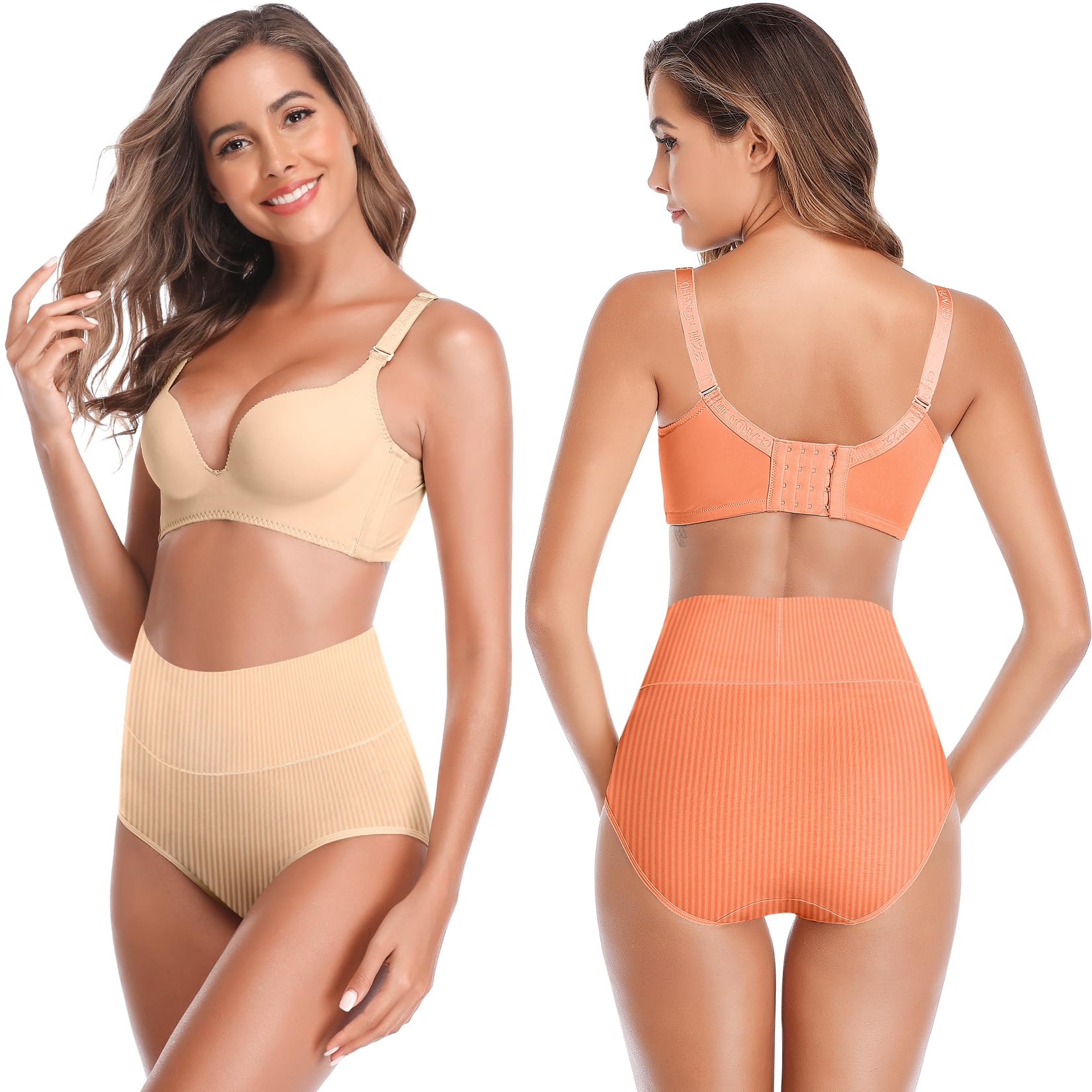 Women's High Waist Cotton Underwear Super Stretchy Briefs Full Coverage Panties Soft Women Panties 5-Pack