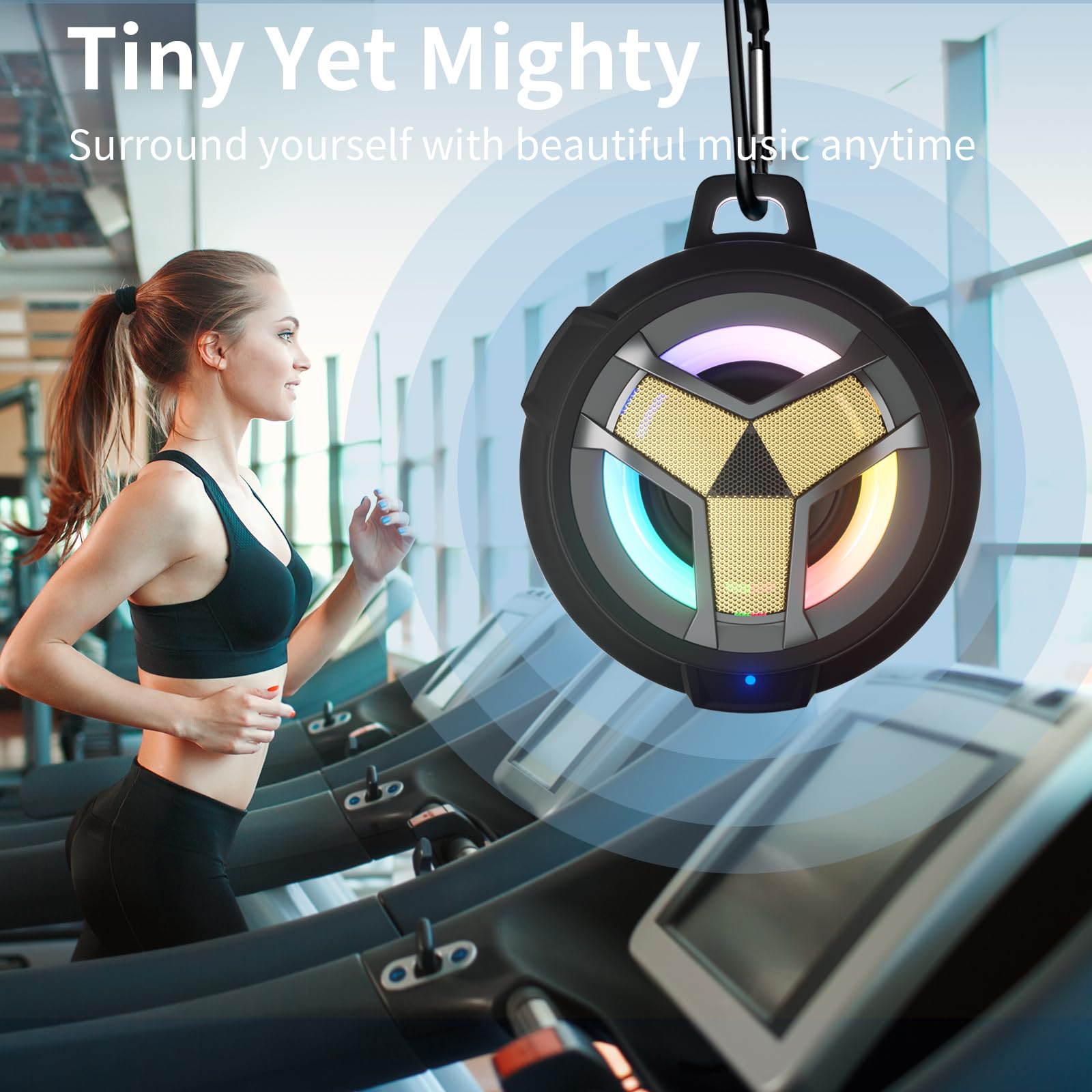 EBODA Bluetooth Shower Speaker, Portable Bluetooth Speakers, IP67 Waterproof Wireless Speaker with LED Light, Floating, 2000mAh, True Wireless Stereo for Kayak, Beach, Gifts for unisex -Black