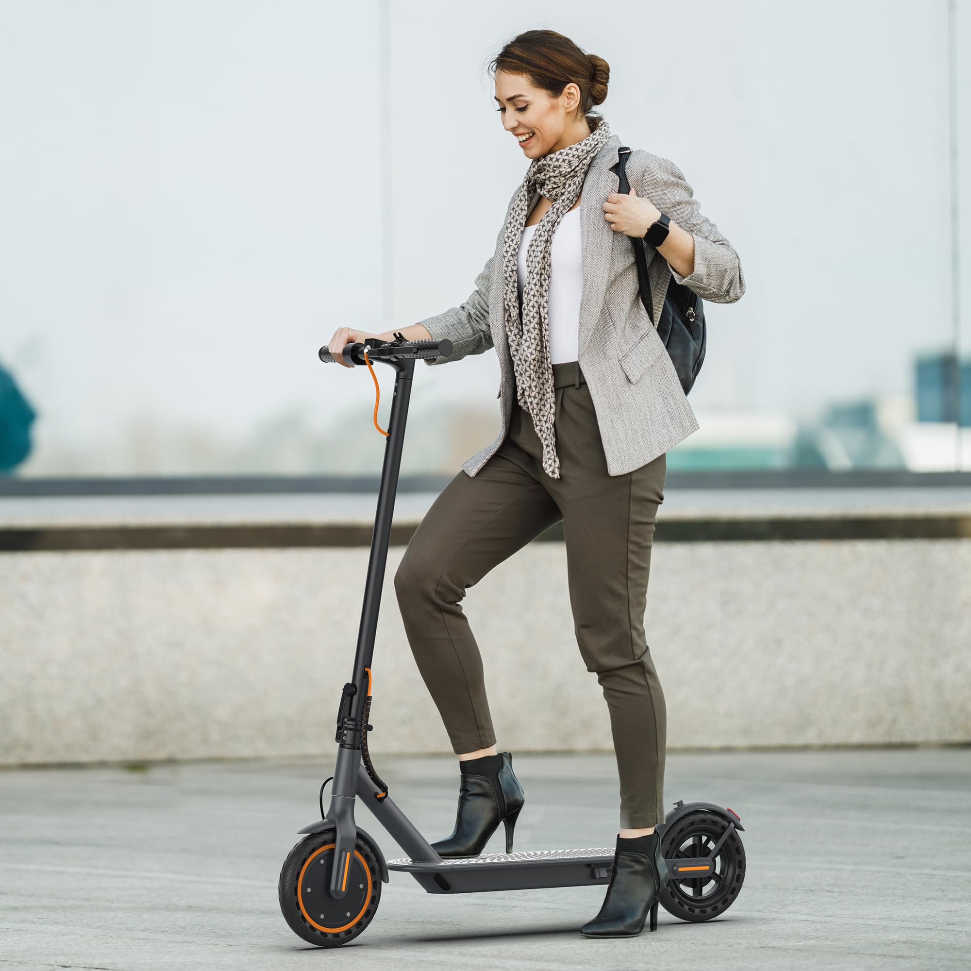 VOLPAM Electric Scooter, 350W/500W Powerful Motor, 8.5"/10" Solid Tires, 19/22Mph, 28/23/21/16 Miles Max Range, Dual Braking