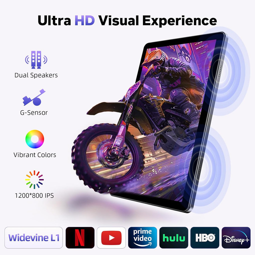 Tablet Android, Android 15 Tablet 10 Inch Tablets, Octa-Core, 18GB RAM 128GB ROM 1TB Expand, 1280x800 IPS HD Display, GPS, Widevine L1, 5G+2.4G WiFi, 5MP+8MP Dual Camera, Bluetooth5.4, 6000mAh, Black