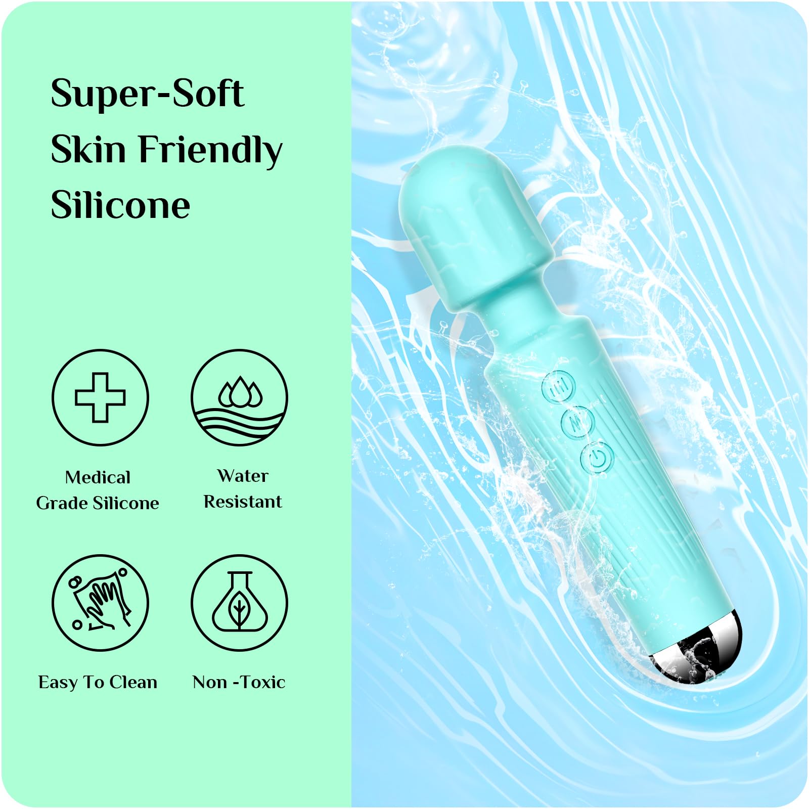 Vibrator Wand,Adult Sex Toy Wand, G Spot Dildo, Clit Vibrator, Sex Vibrators,Clitoris Stimulation,with 8 Speeds & 20 Patterns,Fully Waterproof,Vibrating Wand for her Pleasure (Rose Red)