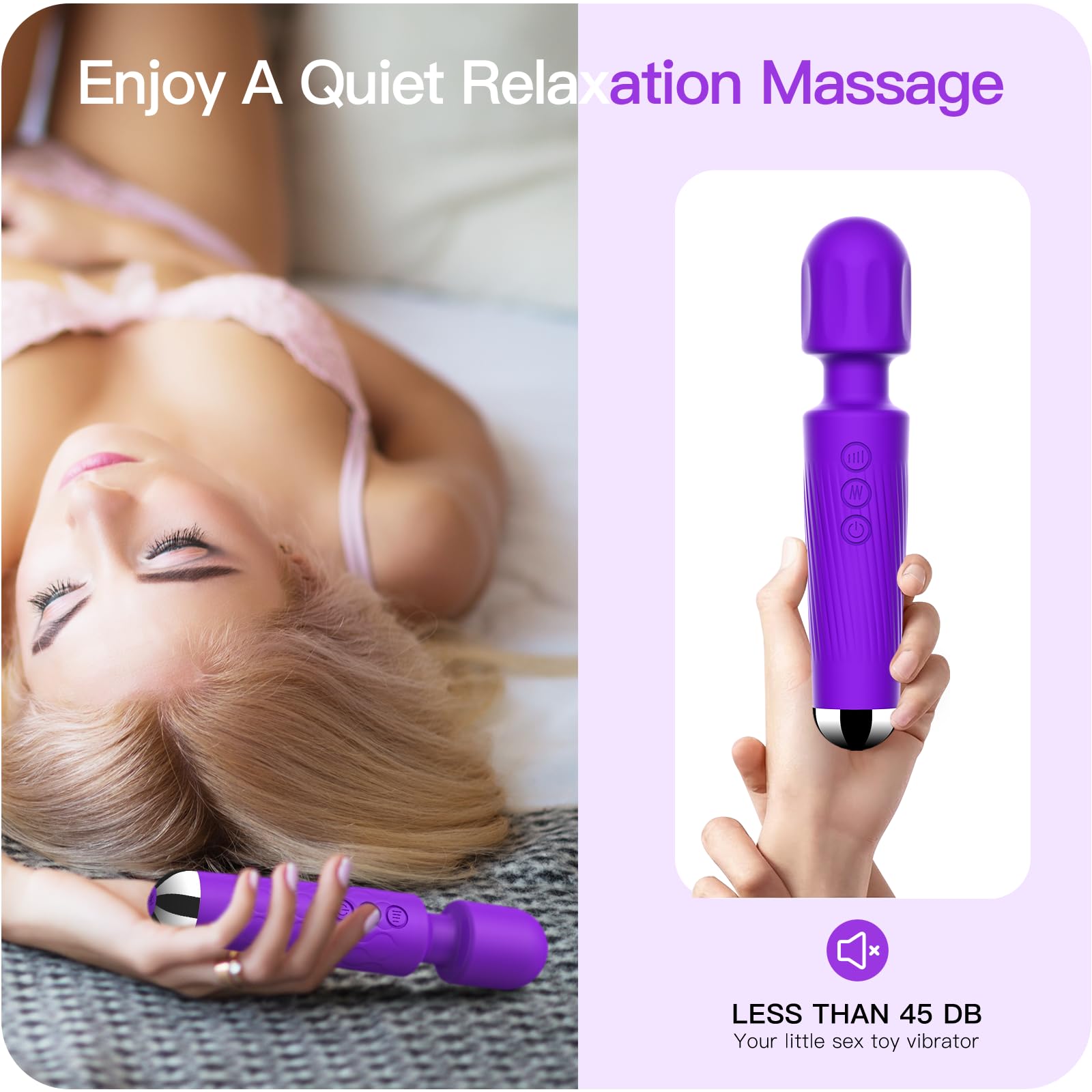 Vibrator Wand,Adult Sex Toy Wand, G Spot Dildo, Clit Vibrator, Sex Vibrators,Clitoris Stimulation,with 8 Speeds & 20 Patterns,Fully Waterproof,Vibrating Wand for her Pleasure (Rose Red)
