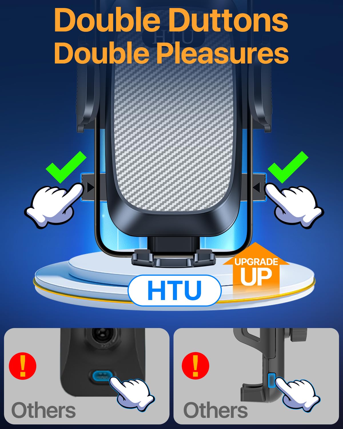 HTU 2026 Best Car Phone Holder 【Ultimate 5-in-1 & Upgraded 100+LBS Strongest Suction】【True Military-Grade & Safety Cert】 360° Windshield Dashboard Vent Mount Stand for iPhone Android & Truck, Black