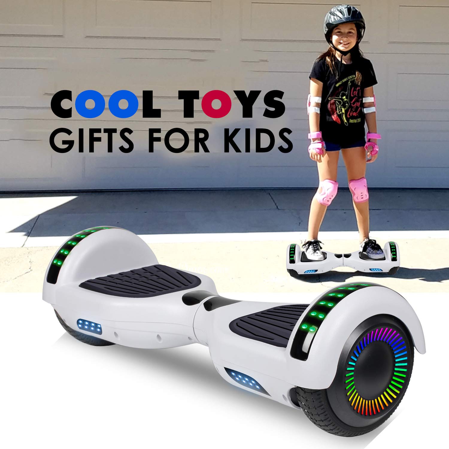 LIEAGLE Hoverboard, 6.5" Self Balancing Scooter Hover Board with Bluetooth Wheels LED Lights for Kids Adults