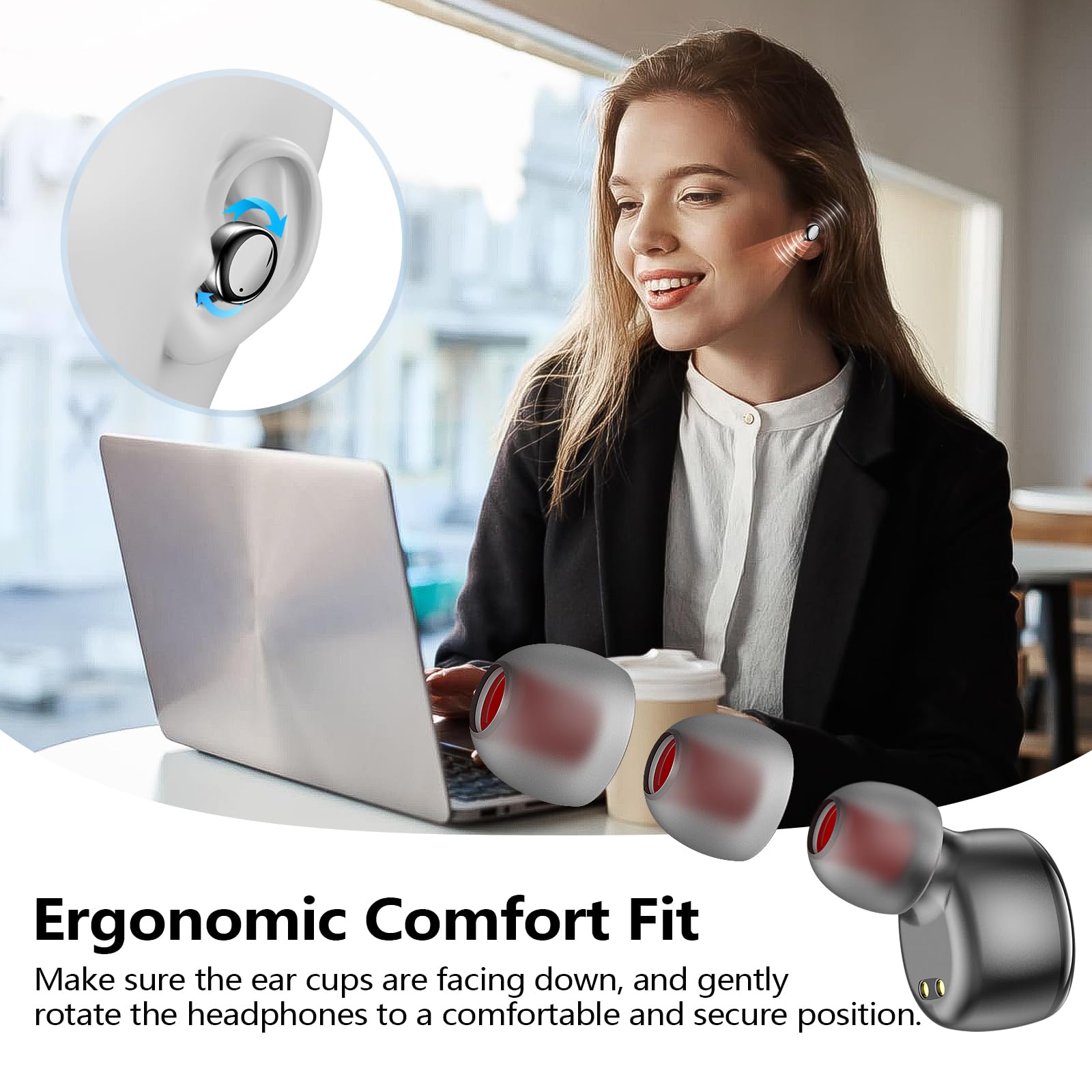 kurdene Wireless Earbuds Bluetooth 5.3 in Ear Buds Light Weight Headphones,Deep Bass Sound,Built in Mics Headset,Clear Calls Earphones for Sports Workout