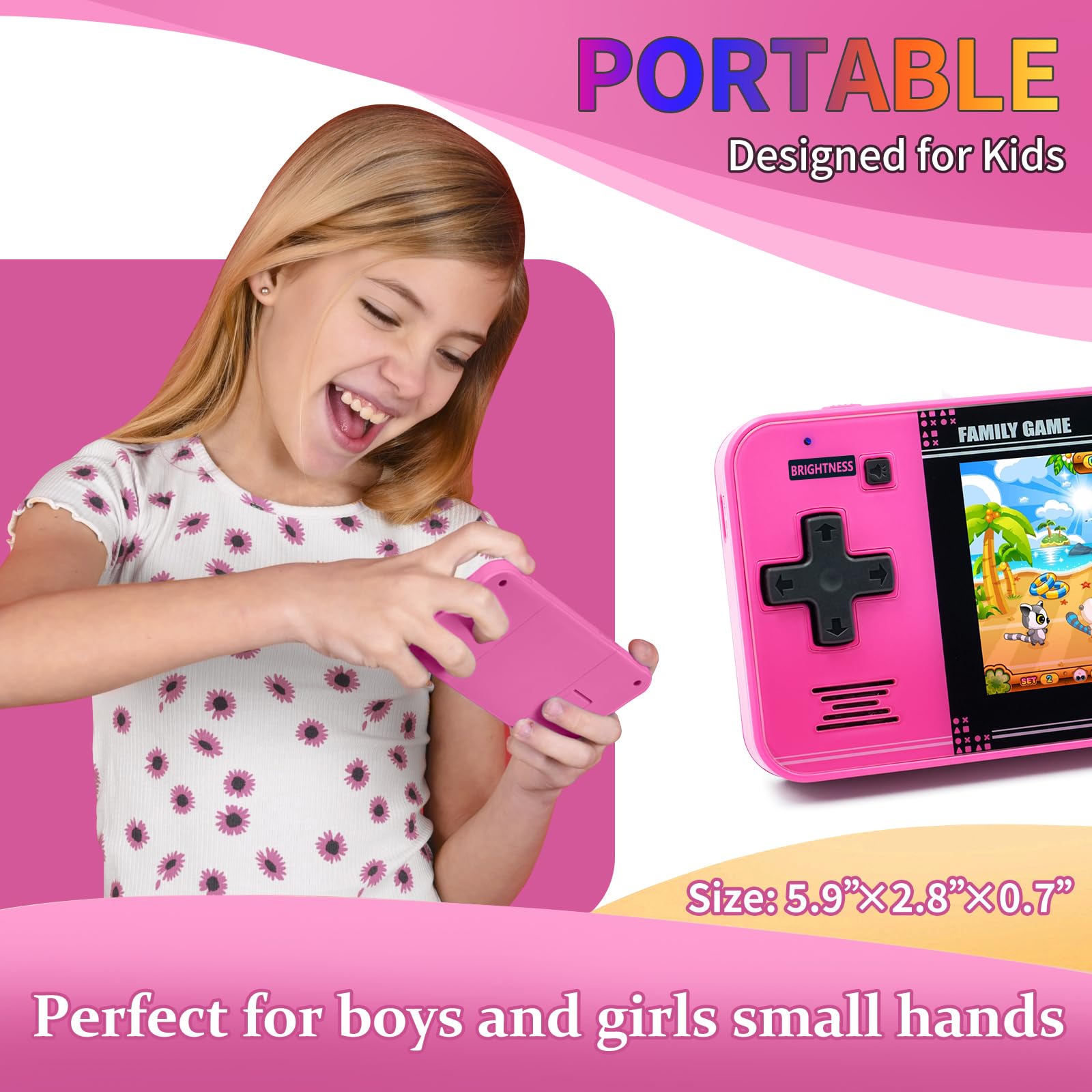Handheld Game for Kids -Preloaded 220 Retro Video Games, Portable Gaming Player with Rechargeable Battery 3.0" LCD Screen, Mini Arcade Electronic Toy Gifts for Boys Girls (Blue)