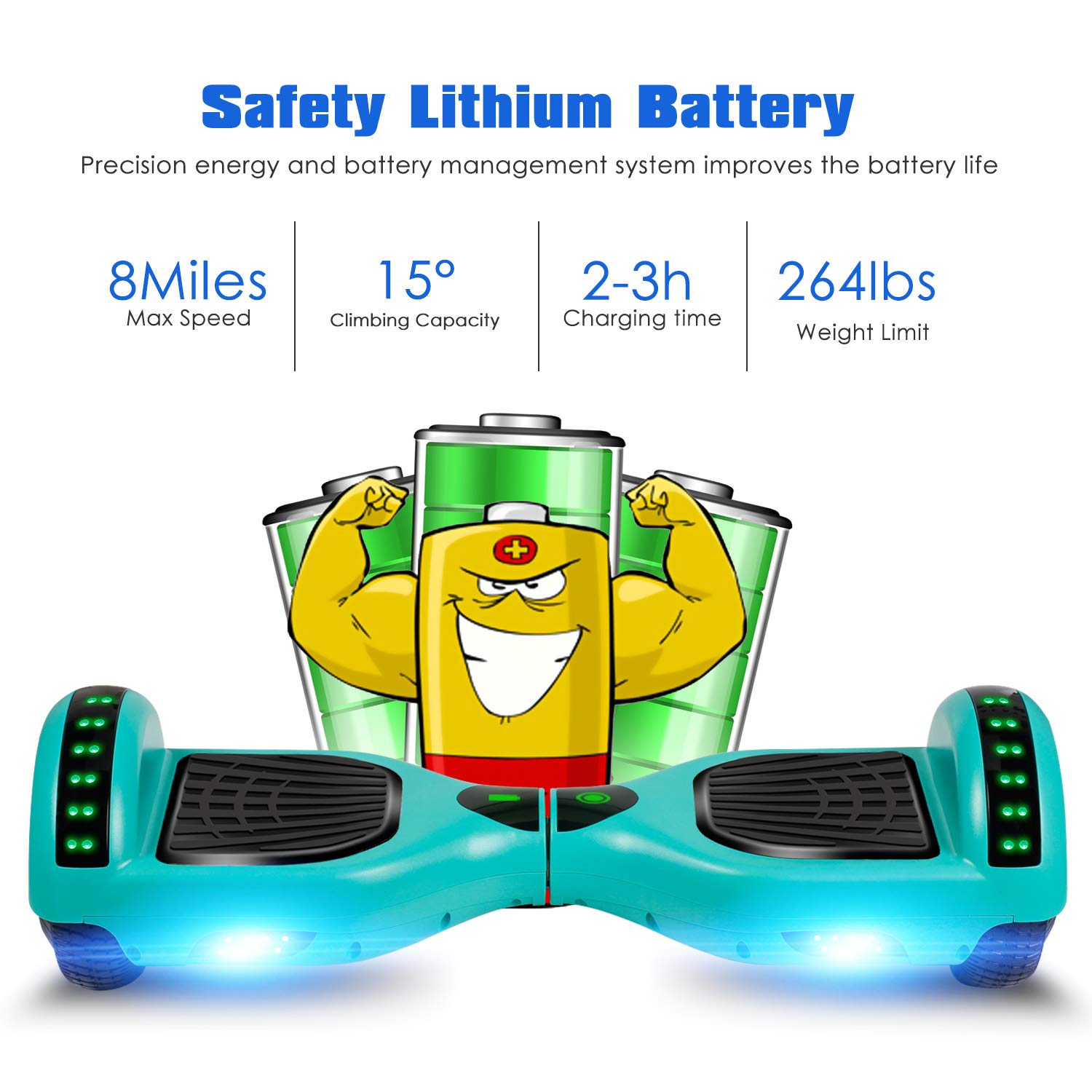 LIEAGLE Hoverboard, 6.5" Self Balancing Scooter Hover Board with Bluetooth Wheels LED Lights for Kids Adults