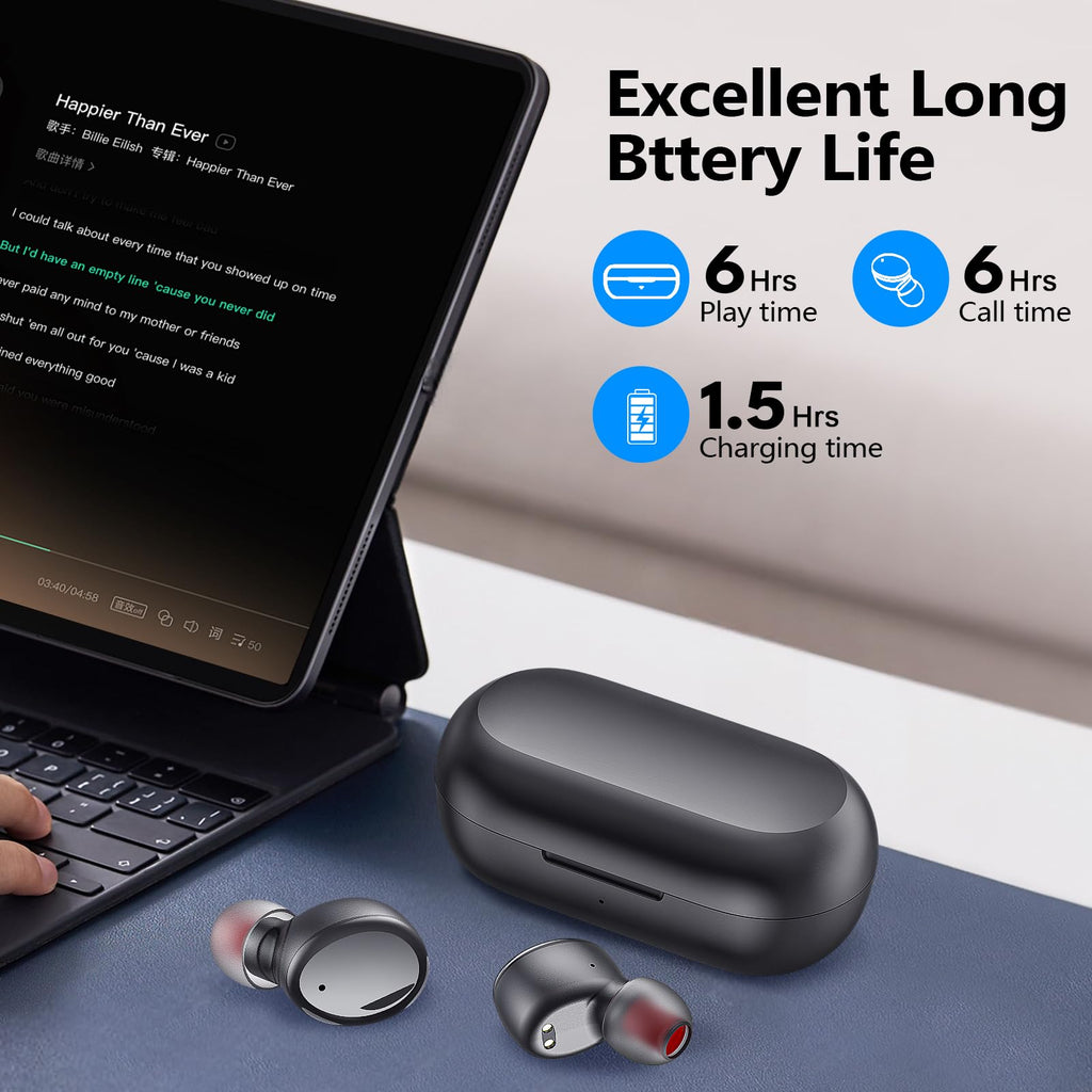 kurdene Wireless Earbuds Bluetooth 5.3 in Ear Buds Light Weight Headphones,Deep Bass Sound,Built in Mics Headset,Clear Calls Earphones for Sports Workout