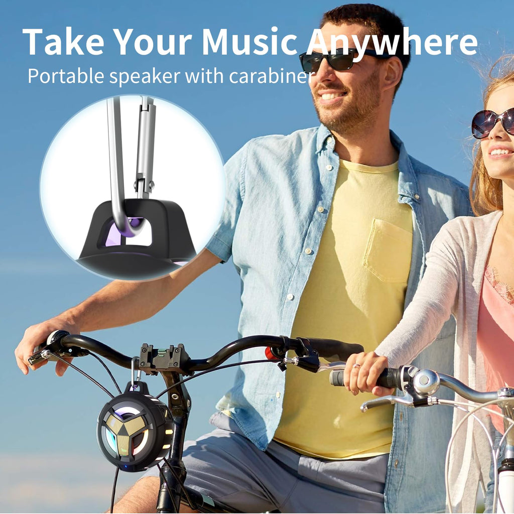 EBODA Bluetooth Shower Speaker, Portable Bluetooth Speakers, IP67 Waterproof Wireless Speaker with LED Light, Floating, 2000mAh, True Wireless Stereo for Kayak, Beach, Gifts for unisex -Black