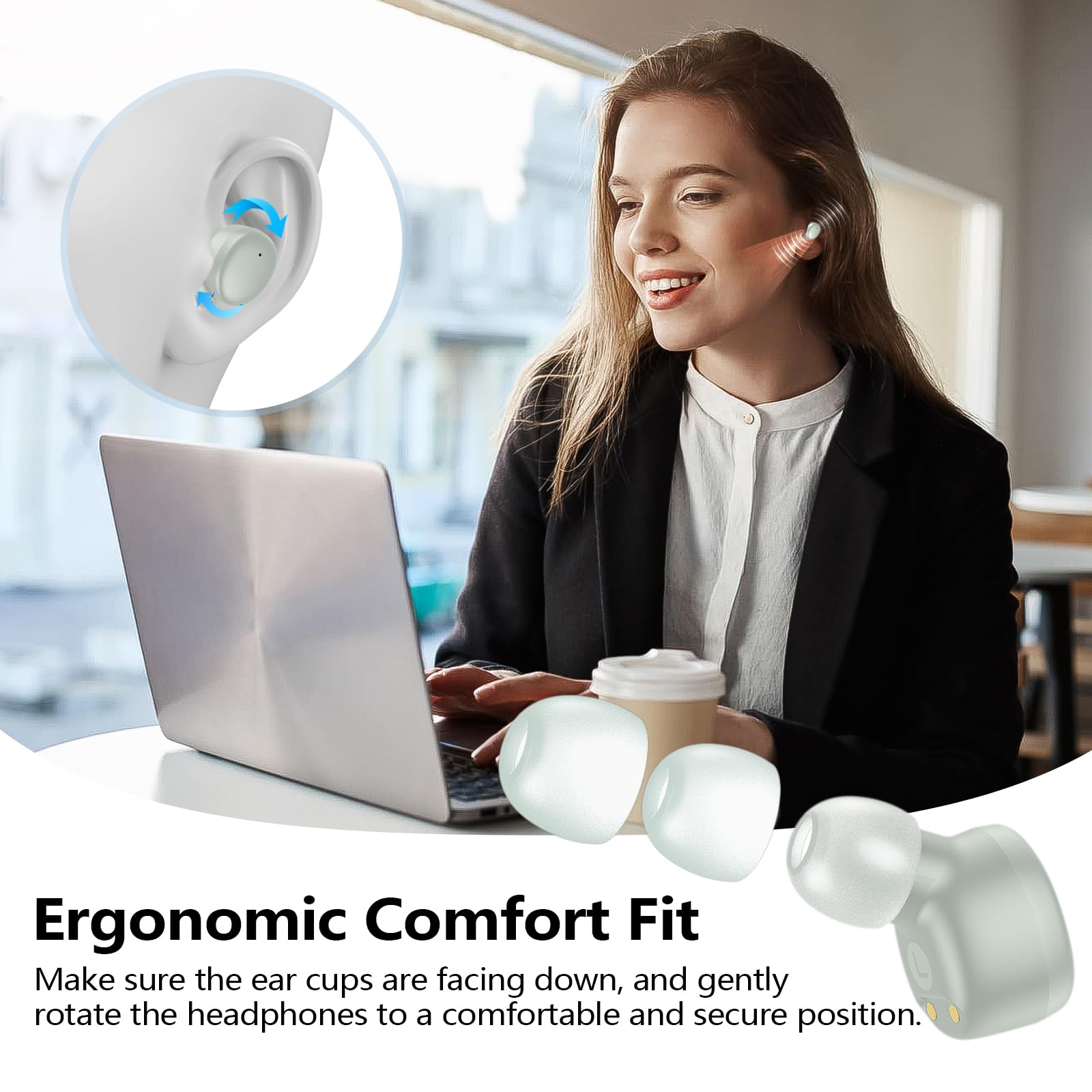 kurdene Wireless Earbuds Bluetooth 5.3 in Ear Buds Light Weight Headphones,Deep Bass Sound,Built in Mics Headset,Clear Calls Earphones for Sports Workout