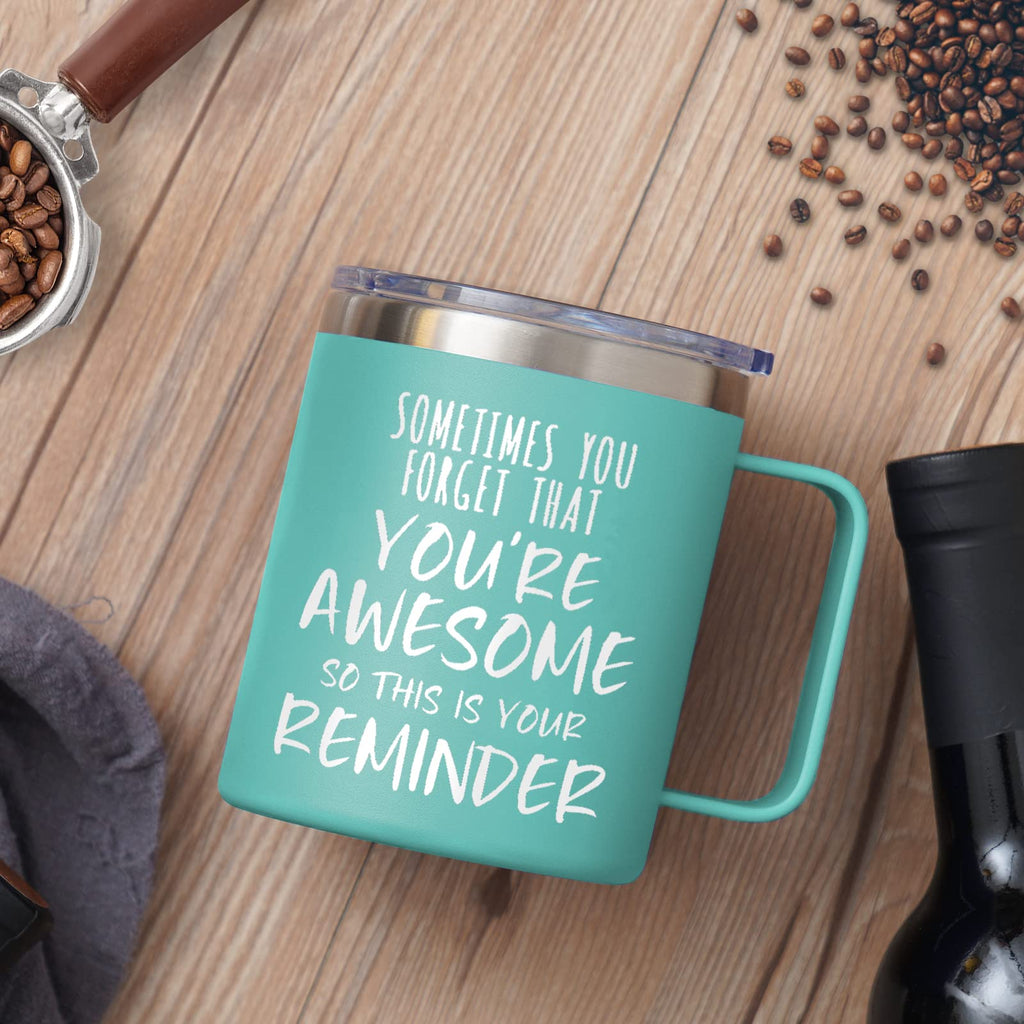 NOWWISH Inspirational Coffee Mug for Men, 14oz Vacuum Insulated Stainless Steel Cup, You Are Awesome Gift for Husband, Boyfriend, Dad - Navy Blue