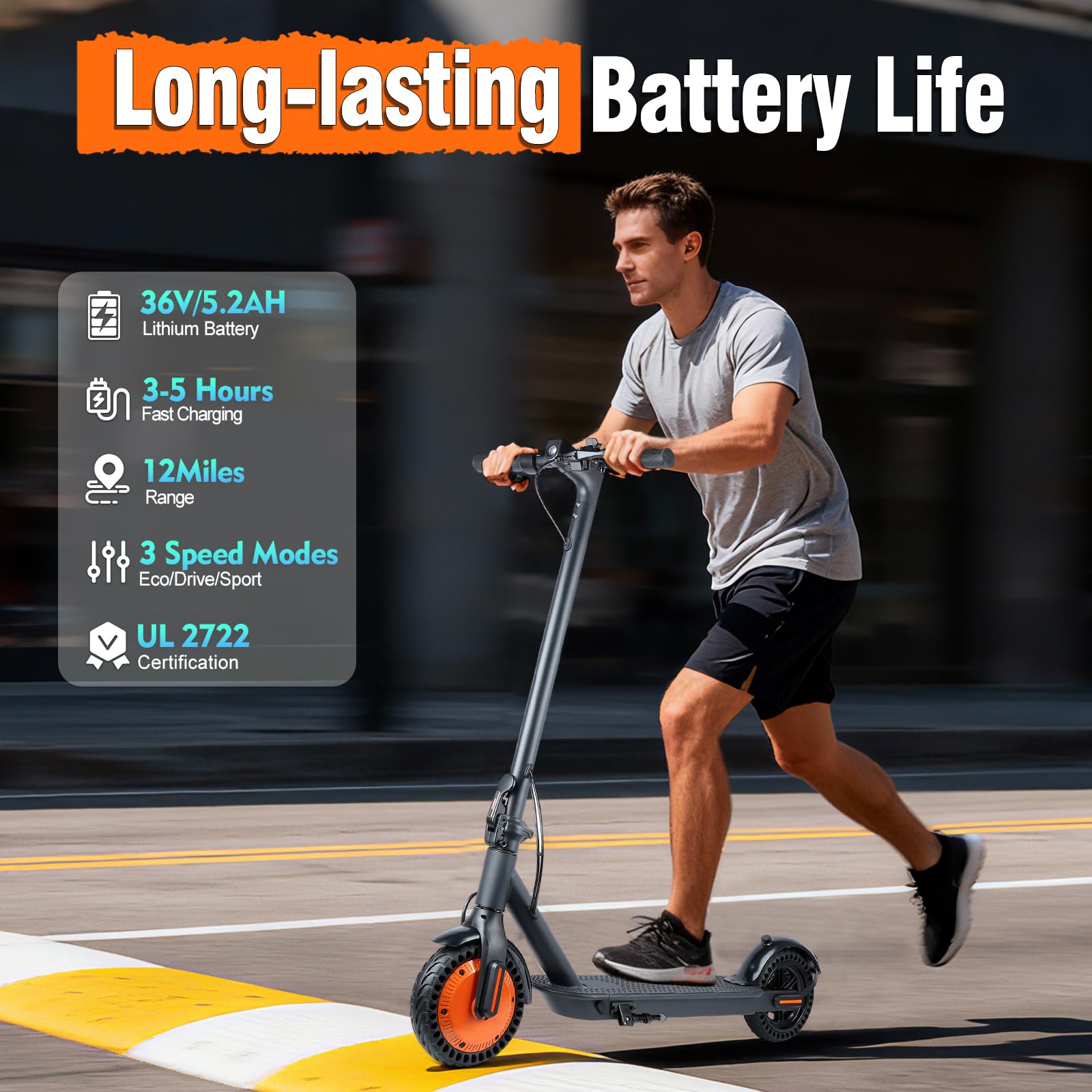 ‌Fregogo Electric Scooter for Adults - Folding Commuter E-Scooter,500W Peak Motor,12/21 Mile Long Range Adults Electric Scooter,16/19 MPH Speed,8.5" Anti-Solid Tires, Dual Brake System & App Control