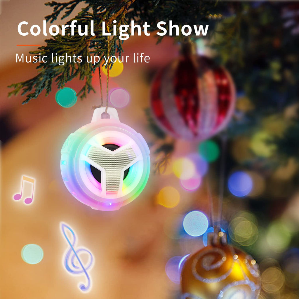 EBODA Bluetooth Shower Speaker, Portable Bluetooth Speakers, IP67 Waterproof Wireless Speaker with LED Light, Floating, 2000mAh, True Wireless Stereo for Kayak, Beach, Gifts for unisex -Black