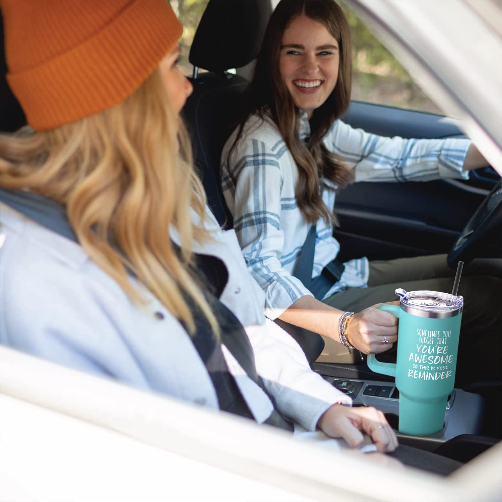 NOWWISH Inspirational Coffee Mug for Men, 14oz Vacuum Insulated Stainless Steel Cup, You Are Awesome Gift for Husband, Boyfriend, Dad - Navy Blue