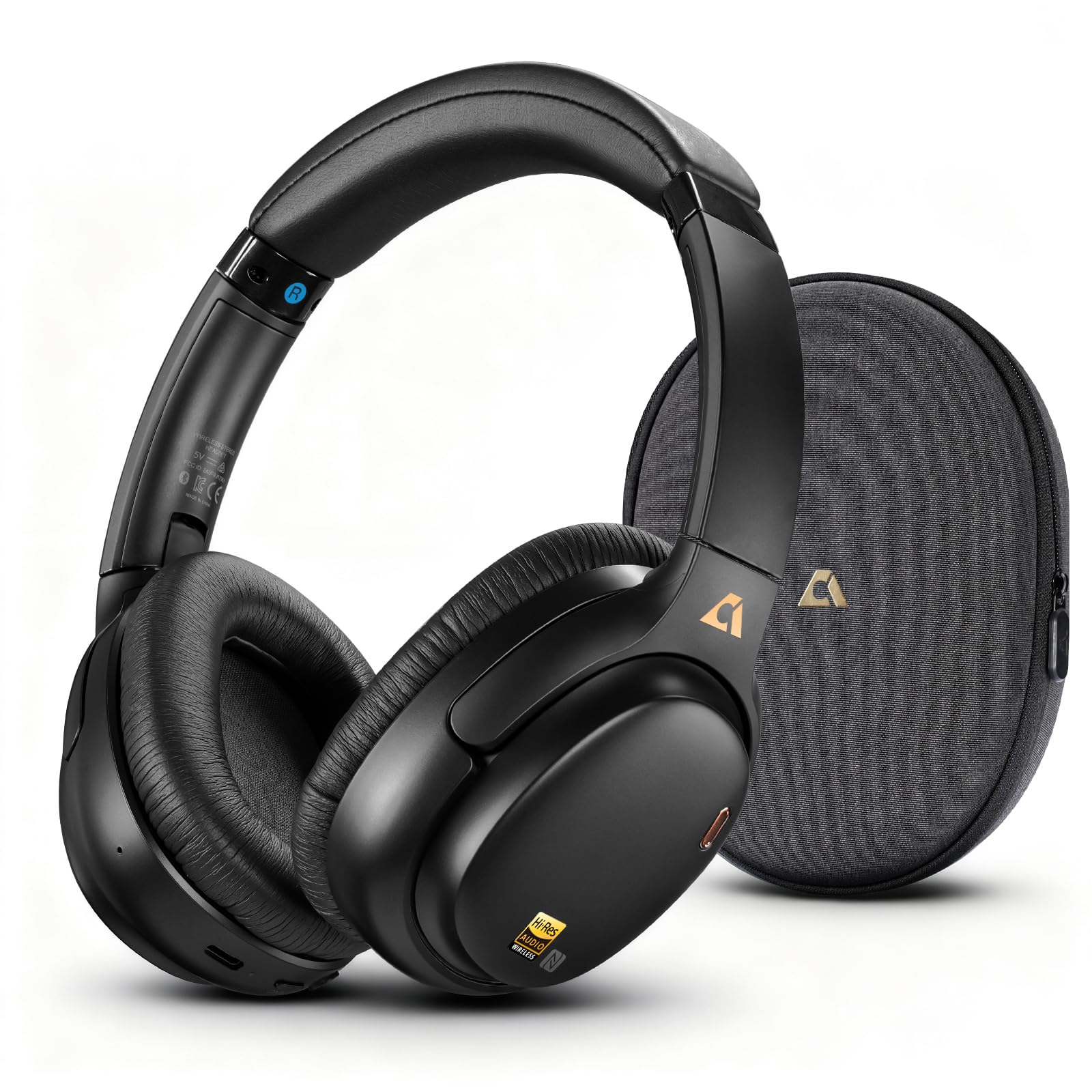 1Mii E700 Wireless Bluetooth Over Ear Headphones with Active Noise Canceling, Hi-Res Audio LDAC/aptX Low Latency for Airplane Travel Overhead Comfort, 54H Playtime, Custom EQ via App - Blue