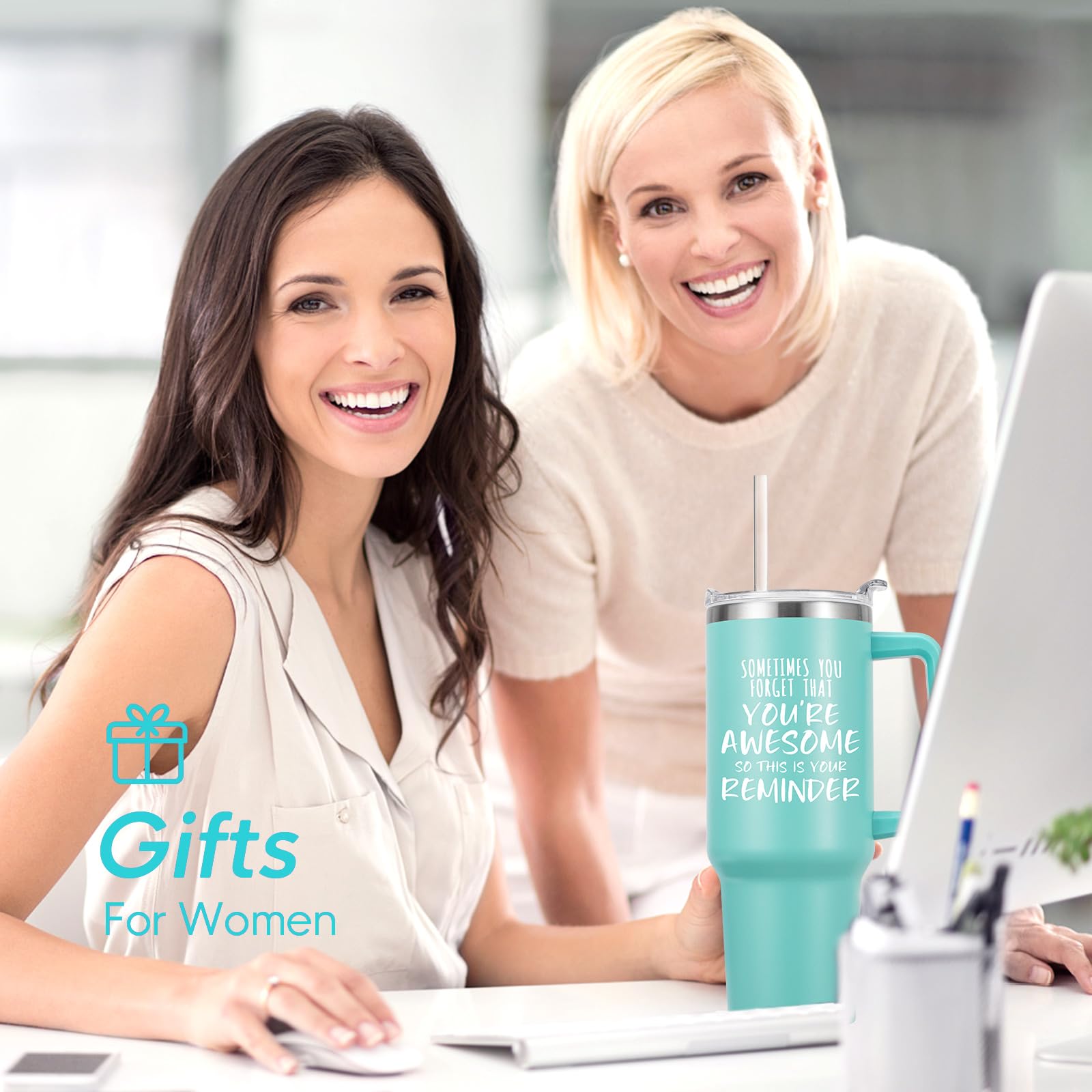 NOWWISH Inspirational Coffee Mug for Men, 14oz Vacuum Insulated Stainless Steel Cup, You Are Awesome Gift for Husband, Boyfriend, Dad - Navy Blue