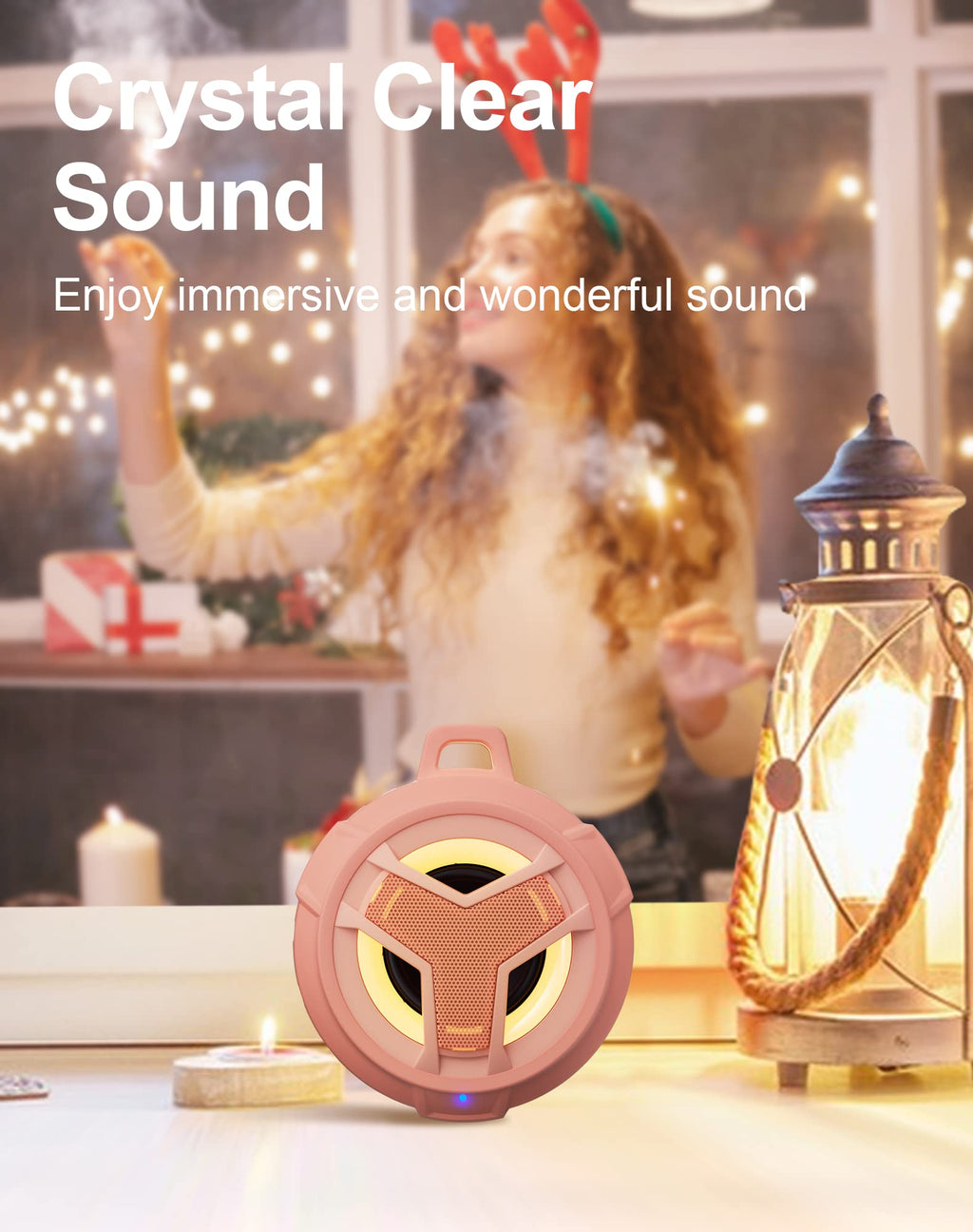 EBODA Bluetooth Shower Speaker, Portable Bluetooth Speakers, IP67 Waterproof Wireless Speaker with LED Light, Floating, 2000mAh, True Wireless Stereo for Kayak, Beach, Gifts for unisex -Black