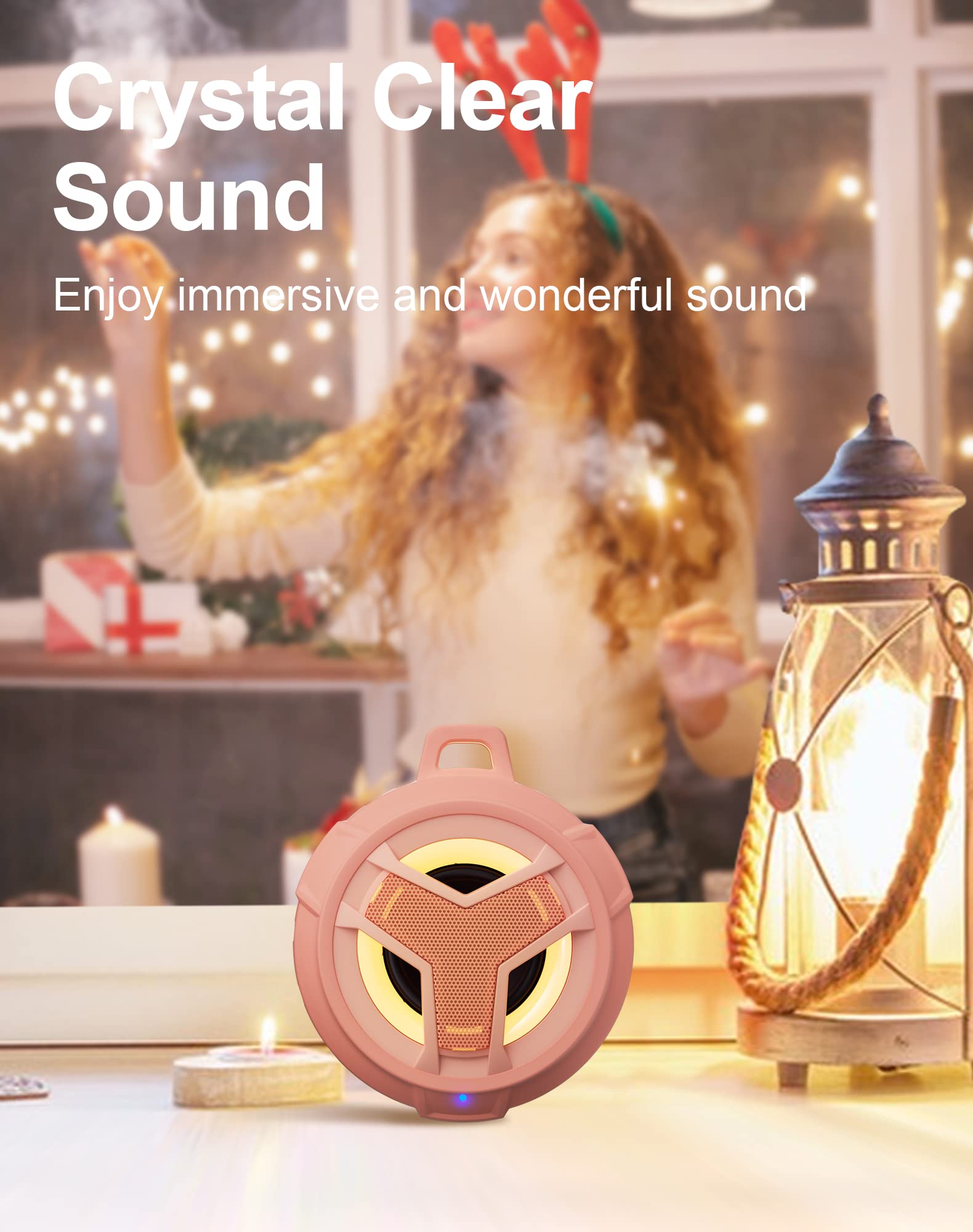 EBODA Bluetooth Shower Speaker, Portable Bluetooth Speakers, IP67 Waterproof Wireless Speaker with LED Light, Floating, 2000mAh, True Wireless Stereo for Kayak, Beach, Gifts for unisex -Black