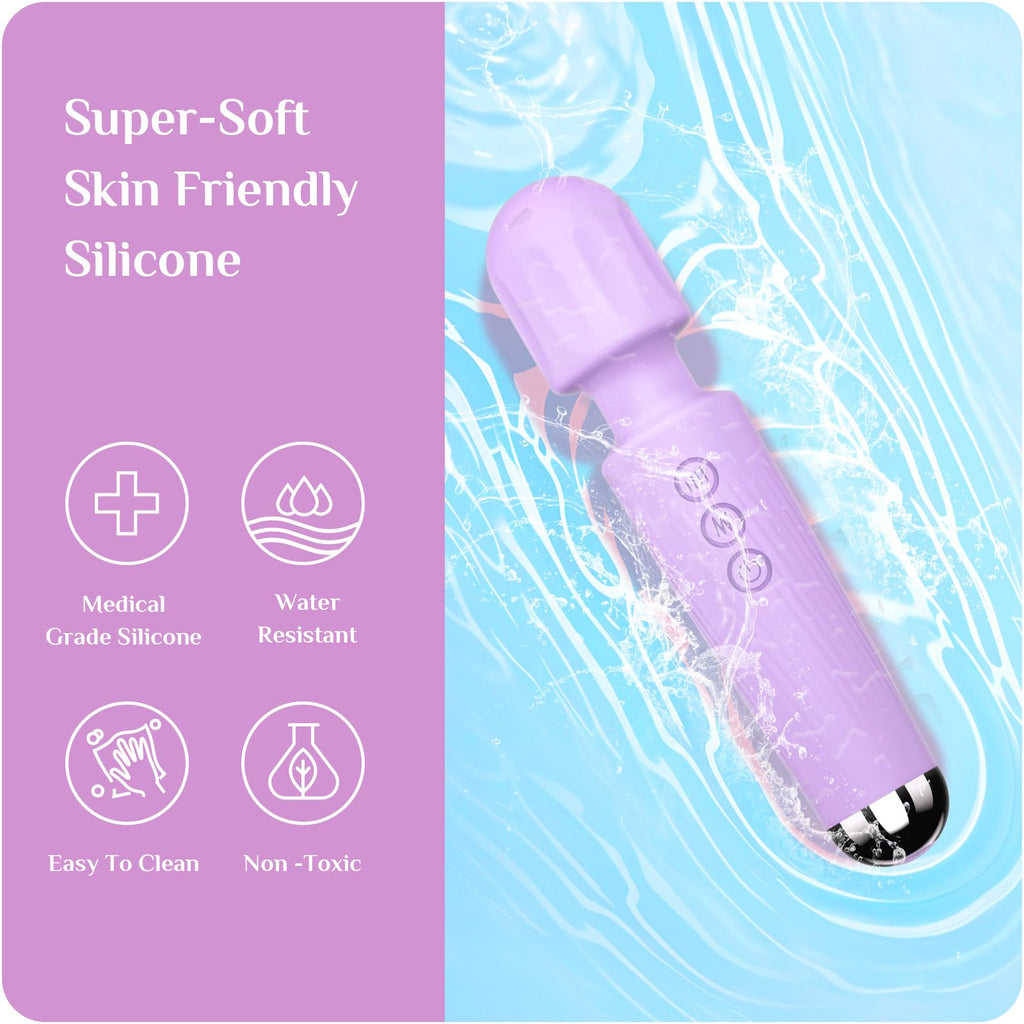 Vibrator Wand,Adult Sex Toy Wand, G Spot Dildo, Clit Vibrator, Sex Vibrators,Clitoris Stimulation,with 8 Speeds & 20 Patterns,Fully Waterproof,Vibrating Wand for her Pleasure (Rose Red)