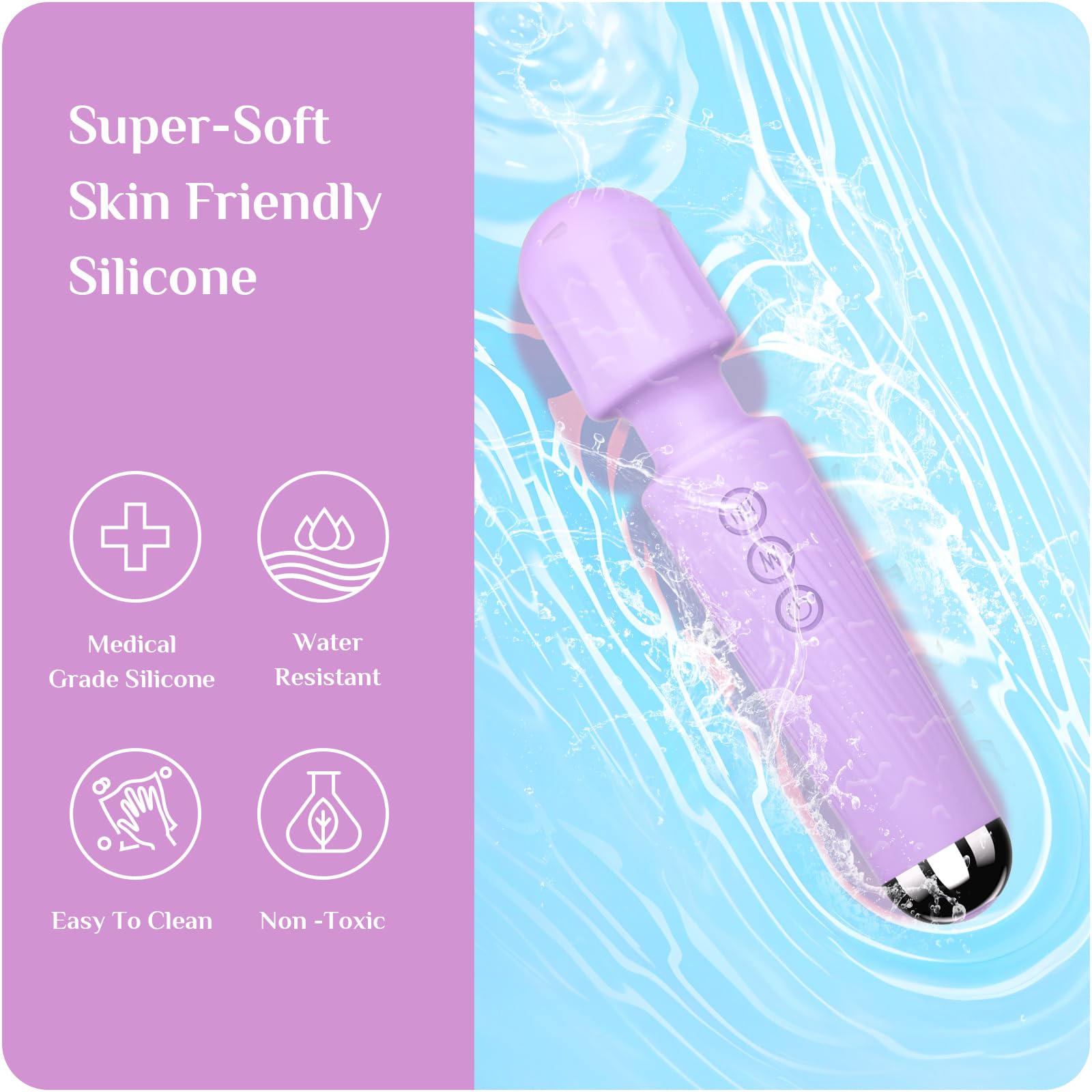 Vibrator Wand,Adult Sex Toy Wand, G Spot Dildo, Clit Vibrator, Sex Vibrators,Clitoris Stimulation,with 8 Speeds & 20 Patterns,Fully Waterproof,Vibrating Wand for her Pleasure (Rose Red)